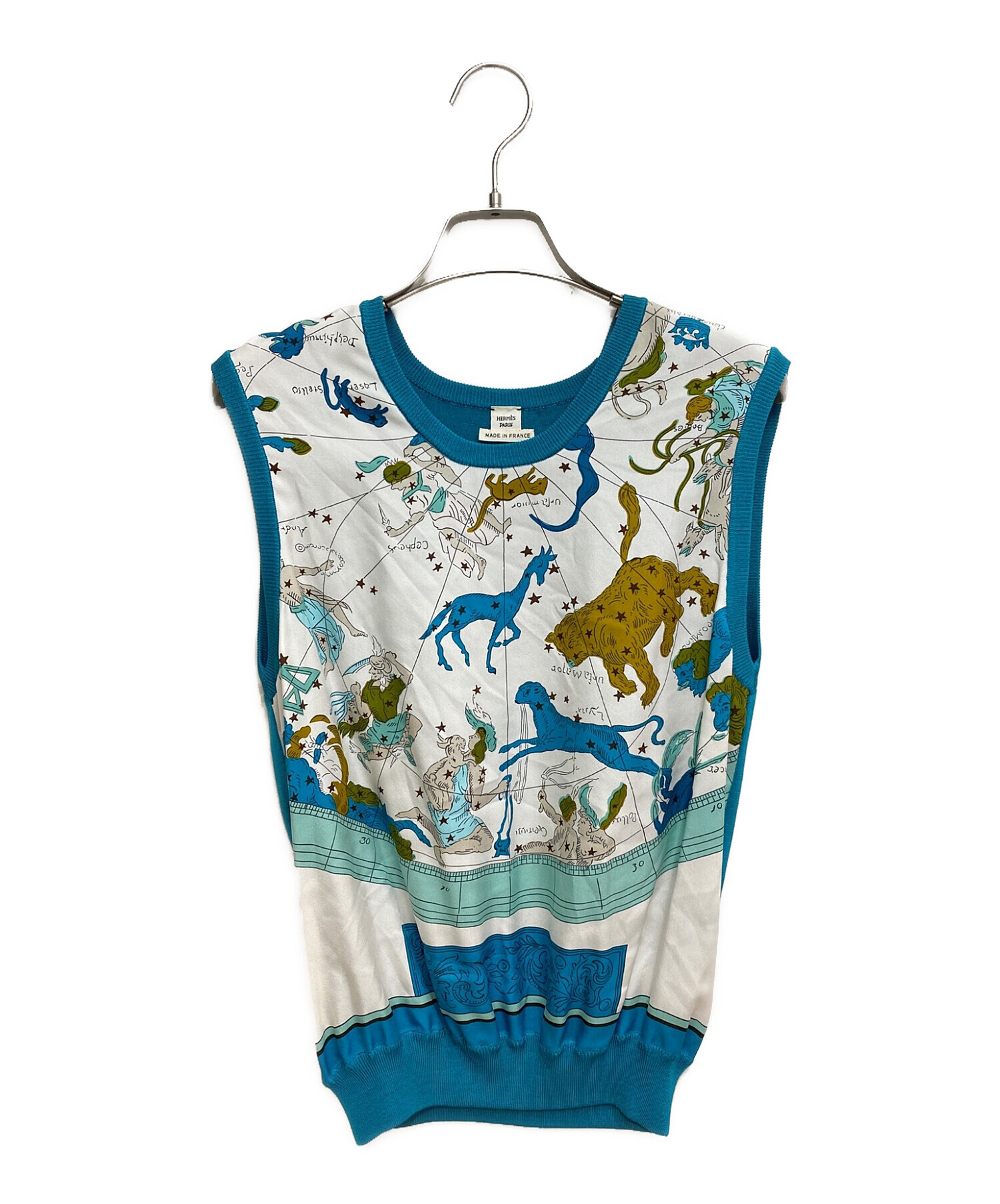 中古・古着通販】HERMES (エルメス) 星座柄ノースリーブ切替ニット
