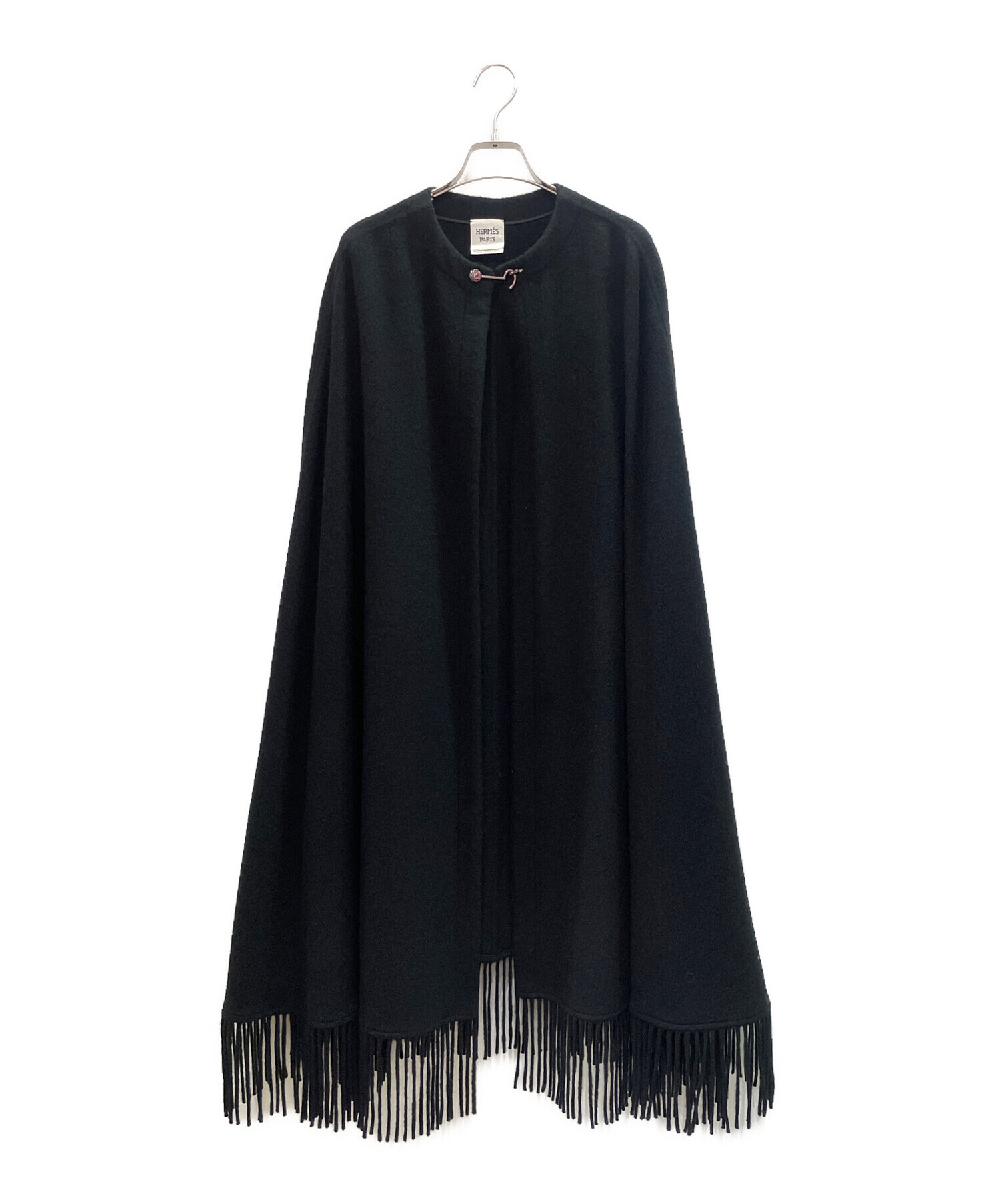 HERMES(エルメス) ポンチョ サイズTU レディース - ライトブラウン×黒  