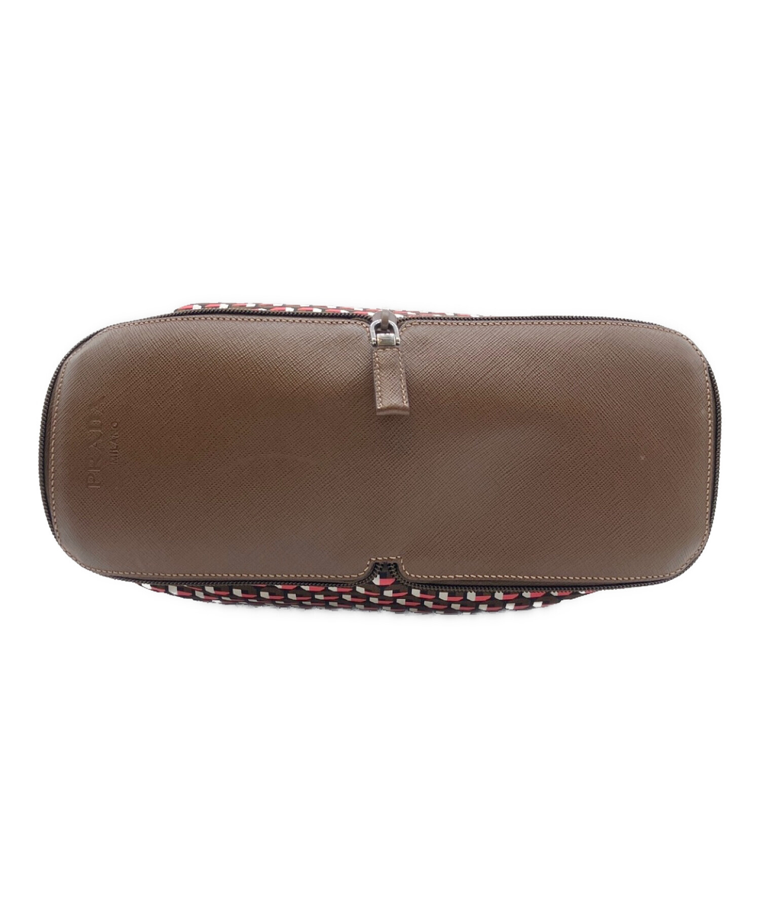 中古・古着通販】PRADA (プラダ) 折りたたみバッグ ブラウン×レッド