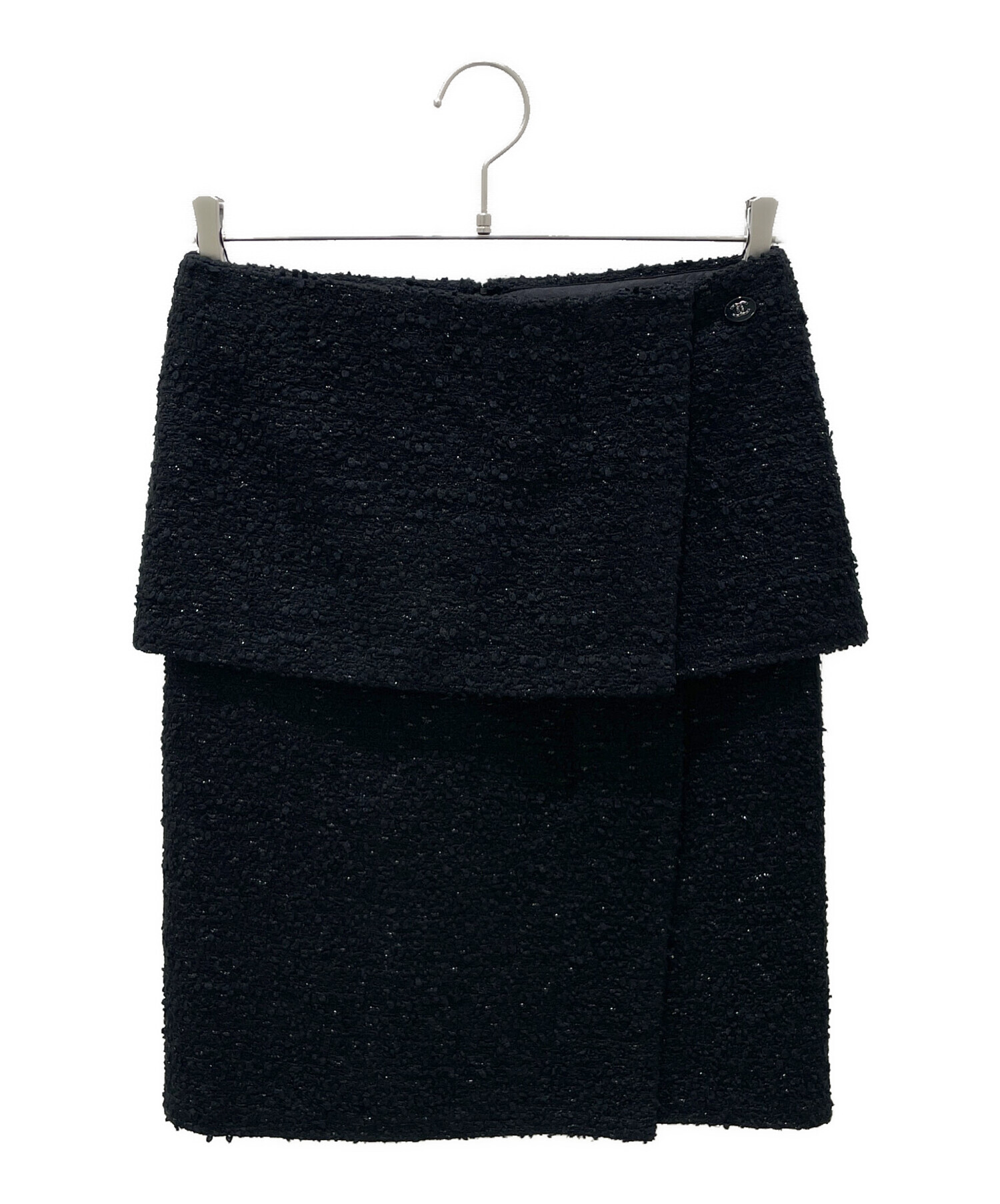 中古・古着通販】CHANEL (シャネル) ツイードスカート ブラック サイズ  