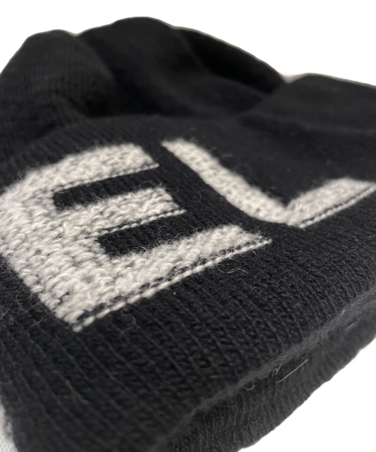中古・古着通販】CHANEL (シャネル) ロゴニット帽 ブラック サイズ 