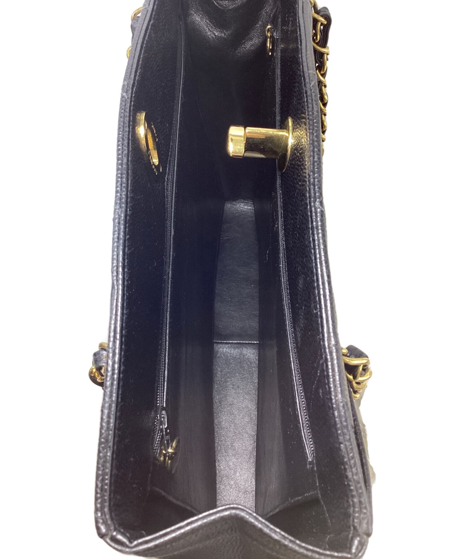 中古・古着通販】CHANEL (シャネル) チェーントートバッグ ブラック