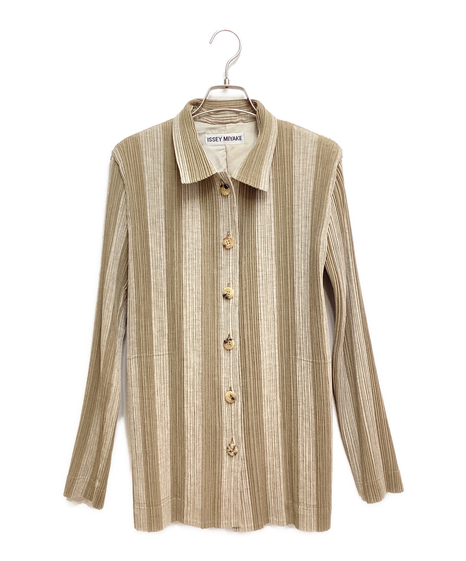 ISSEY MIYAKE プリーツ シャツ ジャケット グレー ストライプ 2 ISSEY 