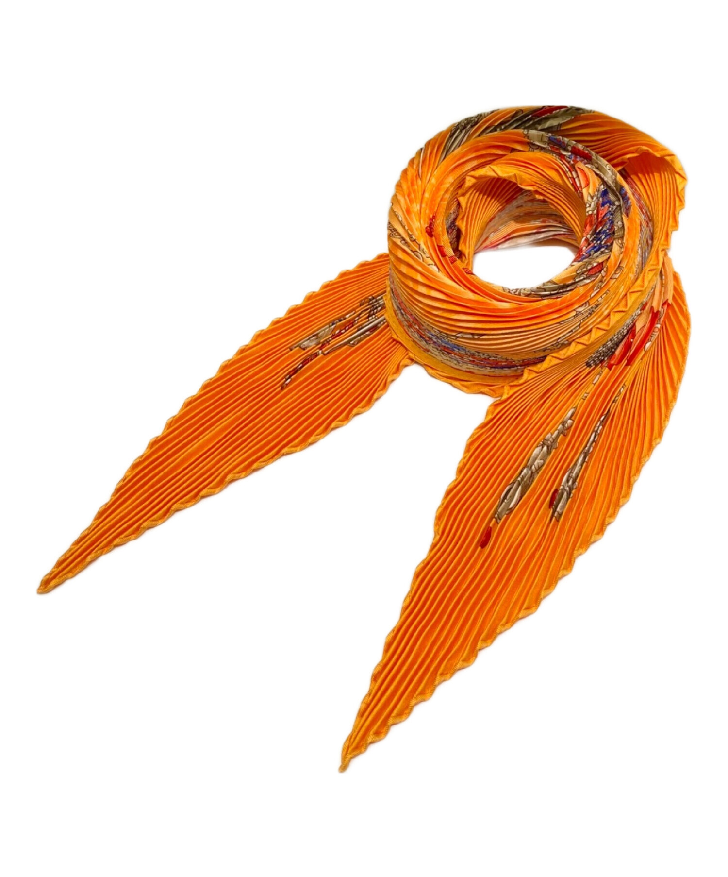 中古・古着通販】HERMES (エルメス) プリーツスカーフ オレンジ