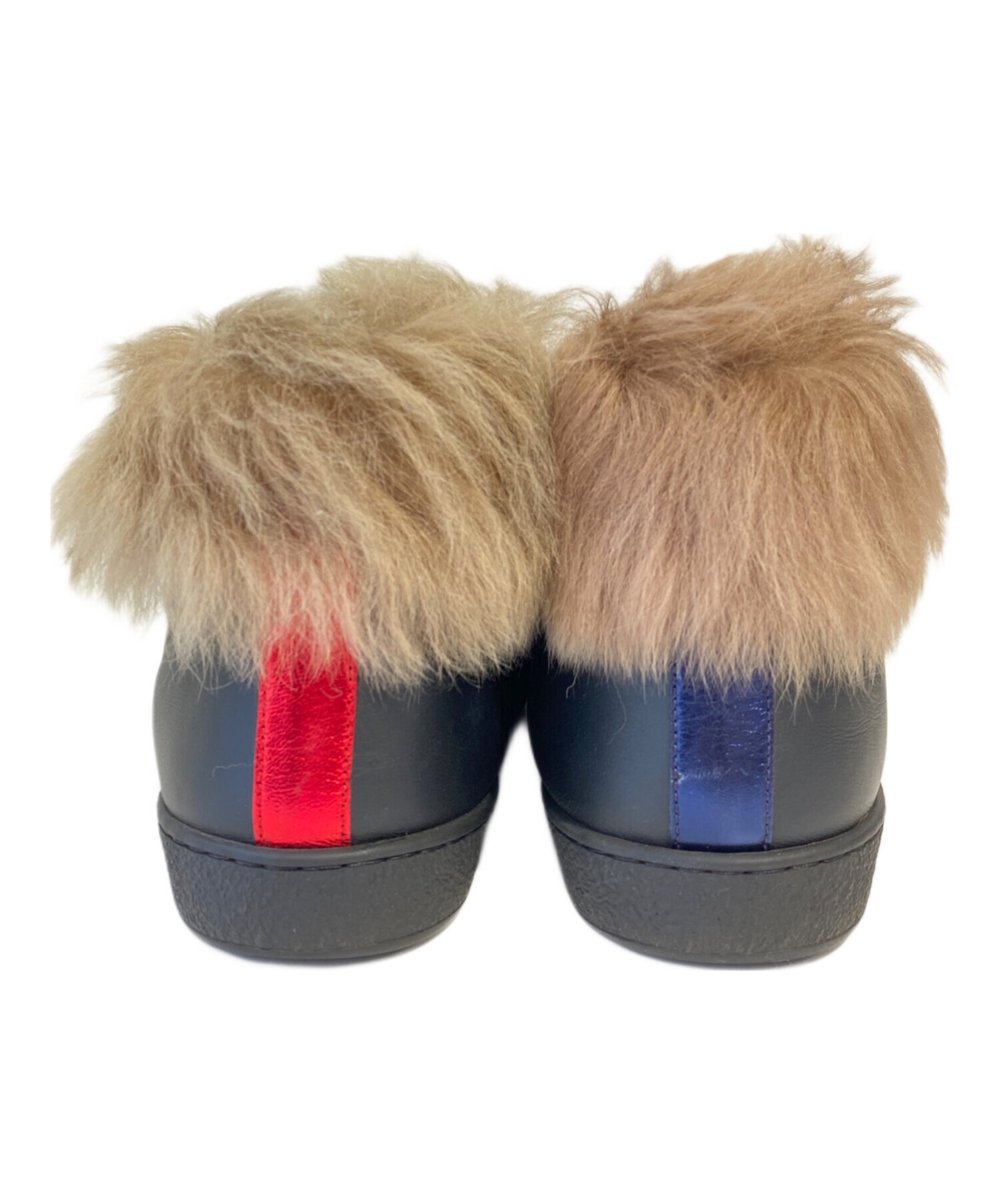中古・古着通販】GUCCI (グッチ) ファー付レザーハイカットスニーカー 