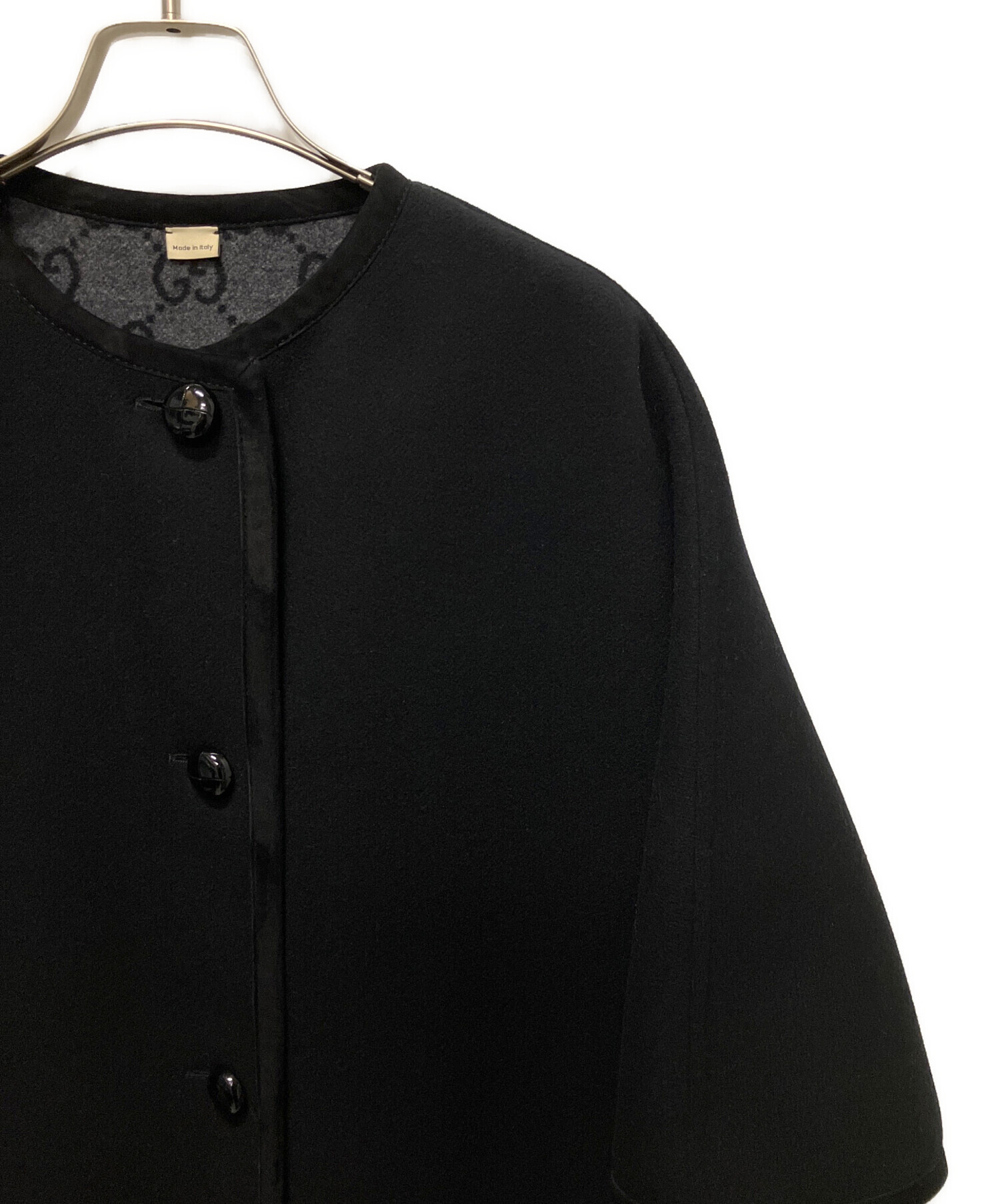 中古・古着通販】GUCCI (グッチ) リバーシブルケープコート ブラック