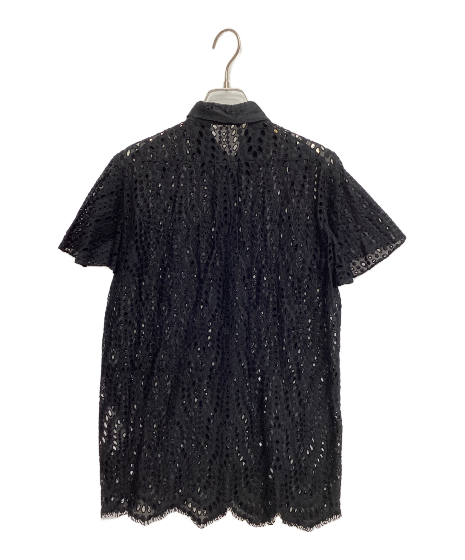 中古・古着通販】VALENTINO (ヴァレンティノ) レースブラウス ブラック 