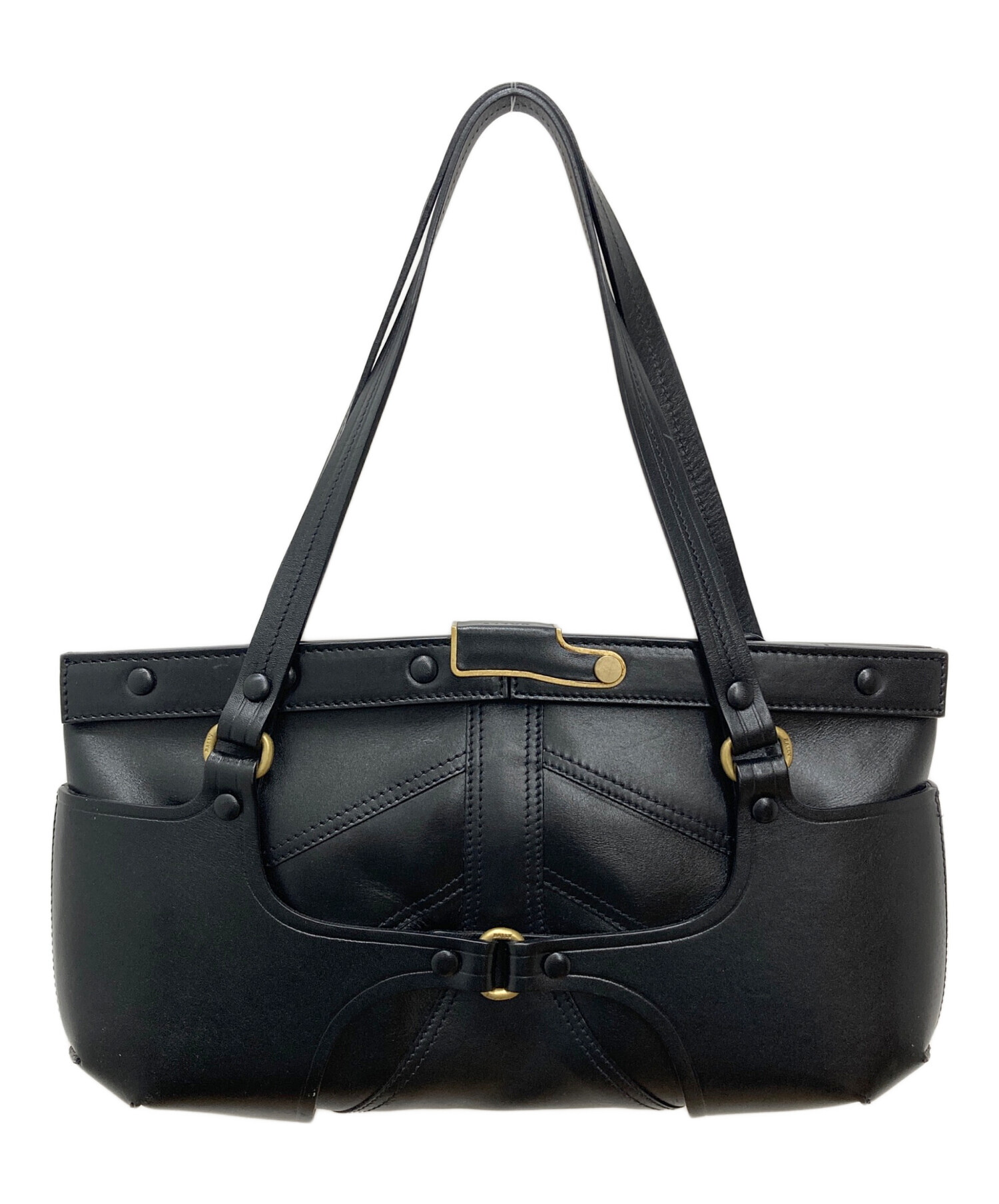 BALLY バリー ハンドバッグ レザー ブラック 黒 ゴールド金具 Bally