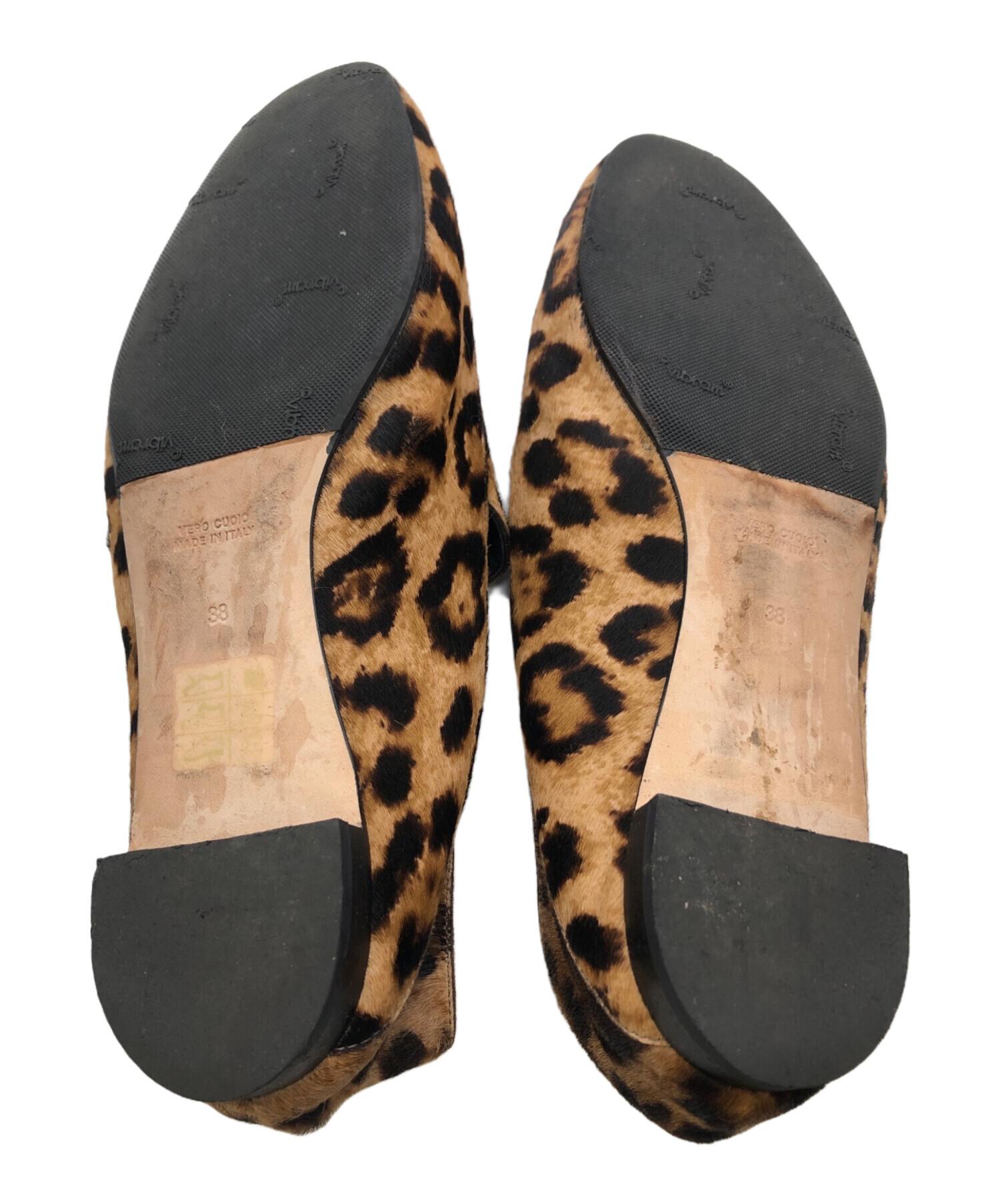 美品！イタリア製BRENTA フラットシューズ スエード36.5ヒョウ柄 美品