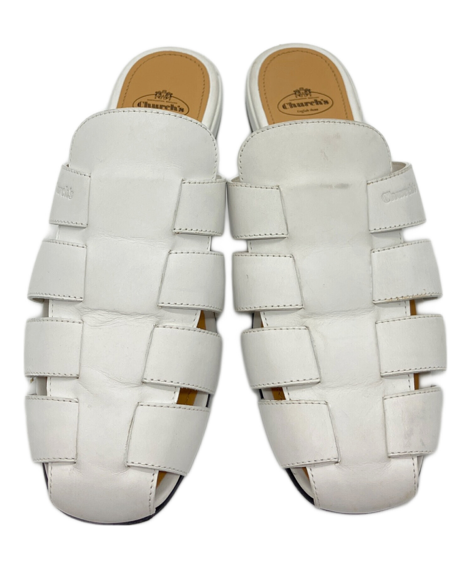 Church's ホワイト レザー ミュール　サンダル チャーチ miumiu 中古・古着通販】Church's (チャーチ) レザーサンダル ホワイト サイズ