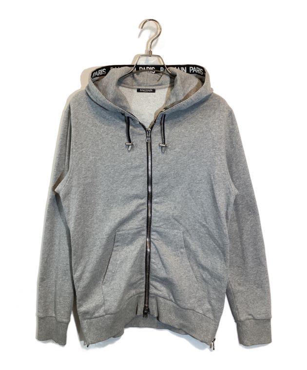 中古・古着通販】BALMAIN (バルマン) ジップパーカー ライトグレー