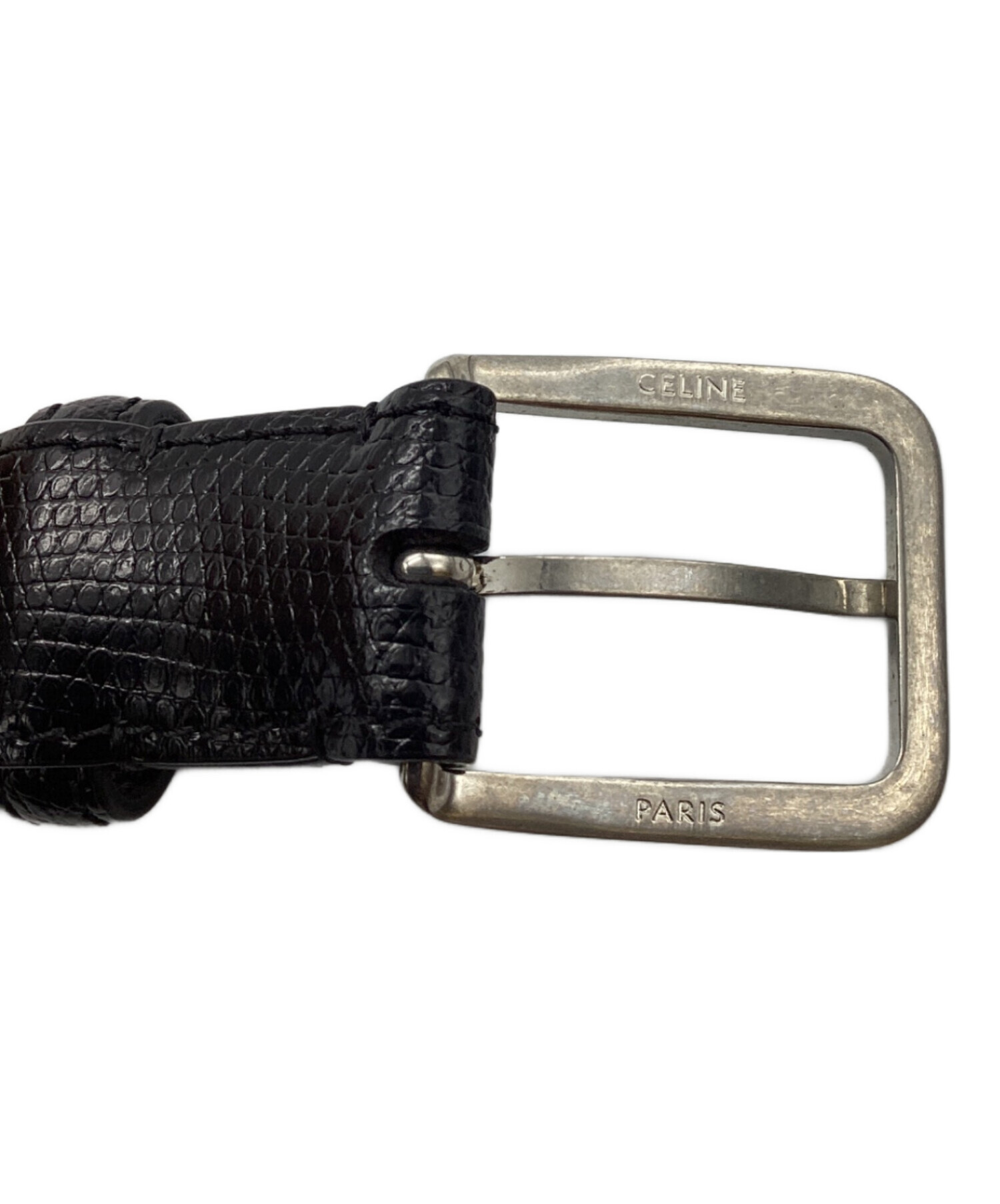 CELINE ブラックレザーベルト 中古・古着通販】CELINE (セリーヌ) レザーベルト ブラック サイズ