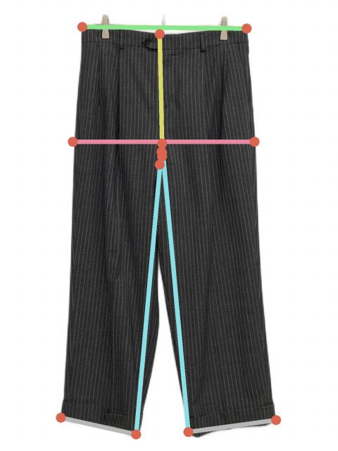 中古・古着通販】CELINE (セリーヌ) タックワイドストライプパンツ