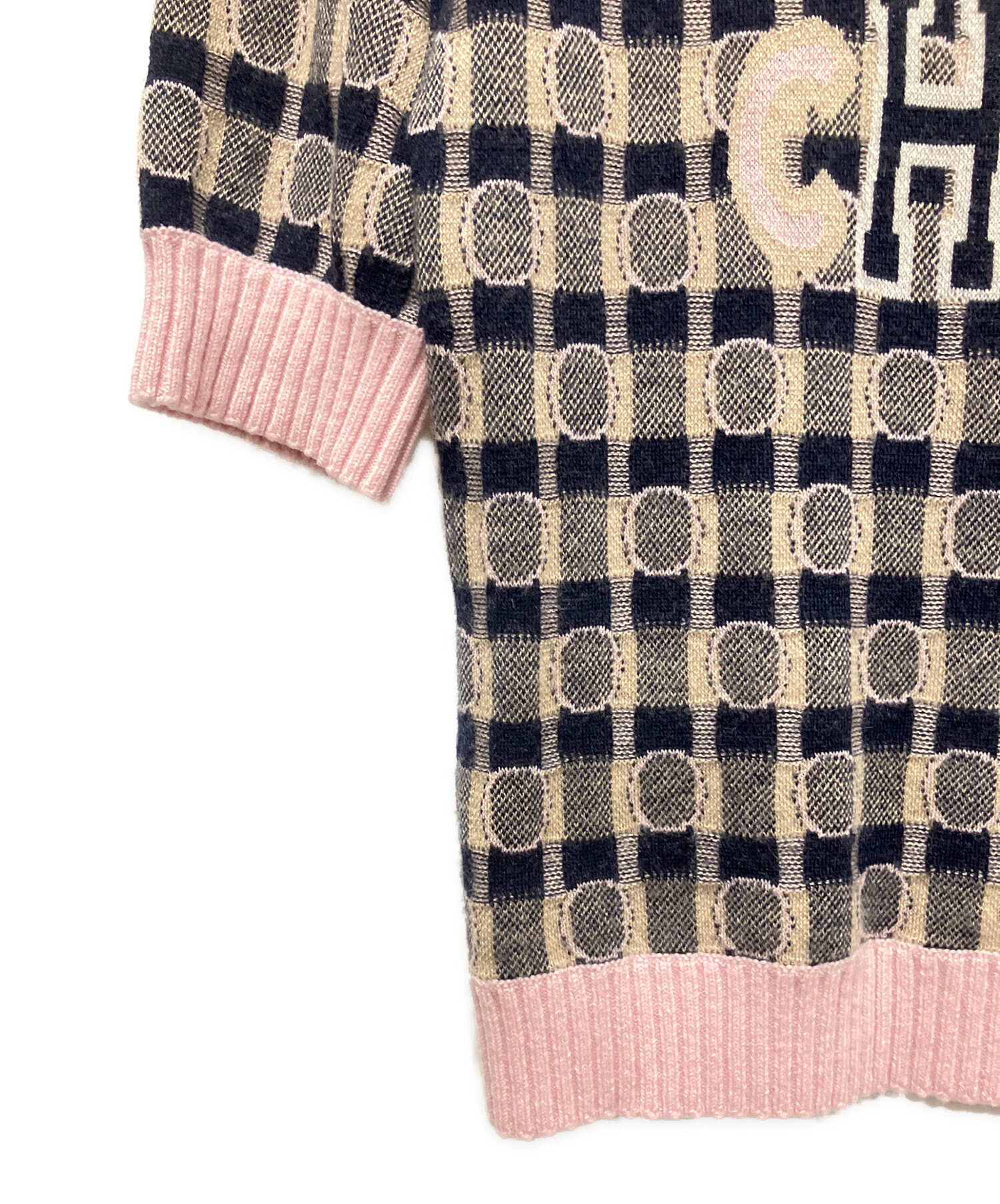 中古・古着通販】CHANEL (シャネル) COCOロゴ半袖ニット ピンク サイズ