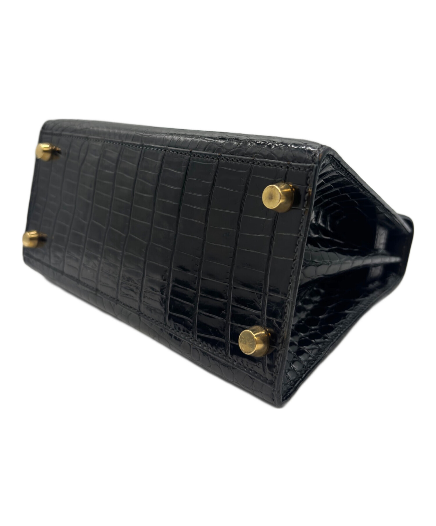 中古・古着通販】HERMES Mini Kelly Porosus Shine Mini Noir Black 