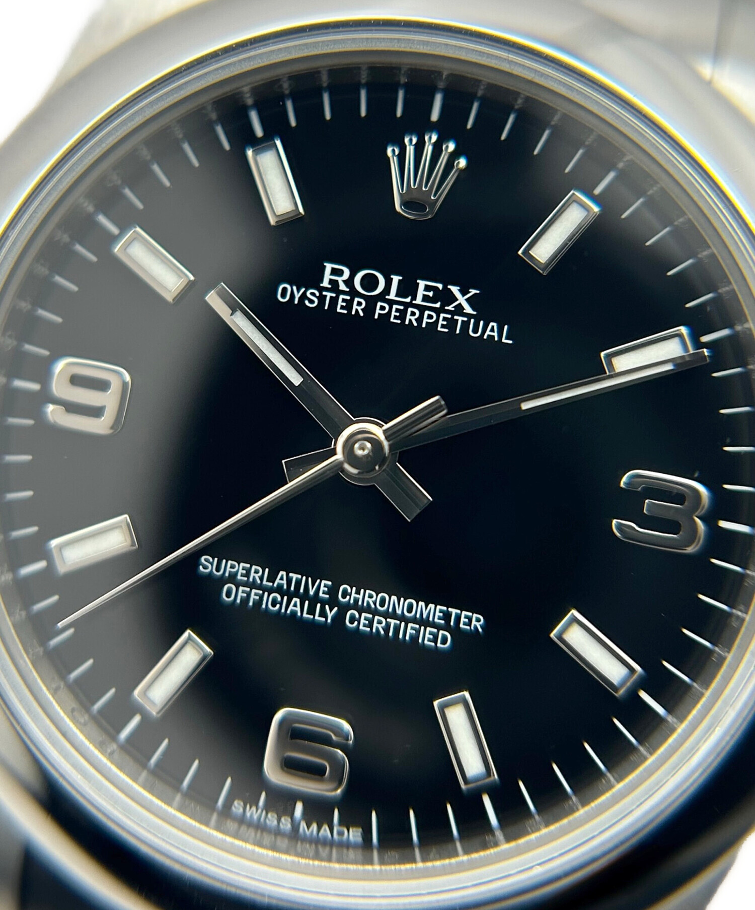ロレックス ROLEX オイスターパーペチュアル31 ボーイズ 自動巻き 腕時計 SS ブラック文字盤 177200 中古 新入荷 RO0303 ロレックス オイスターパーペチュアル31 177200 黒×ピンクバー G番