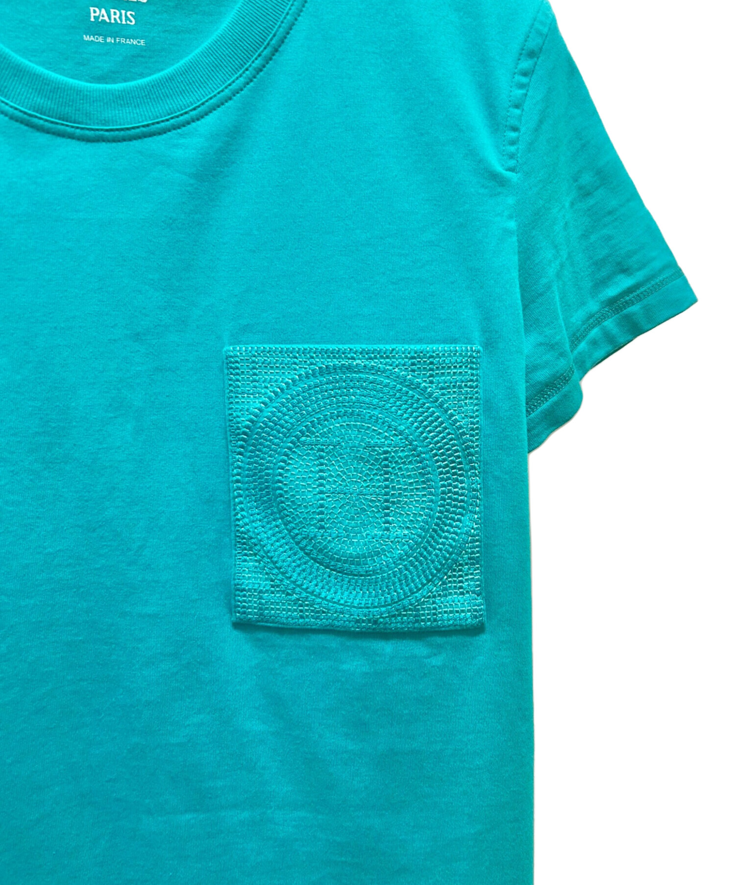HERMES エルメス Tシャツ 刺繍 ブルー