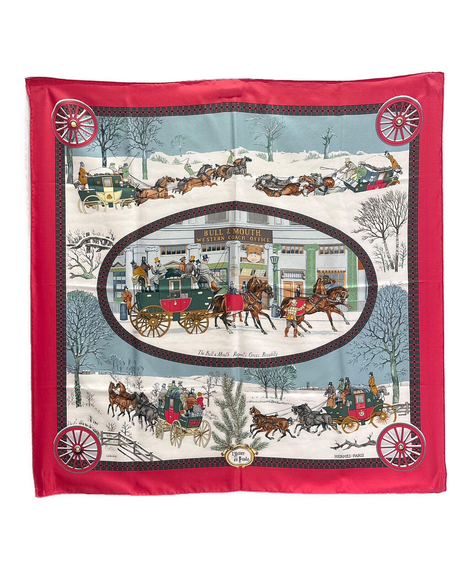 HERMES エルメス カレ 90カレ 冬の郵便馬車 BULL＆MOUTH 中古・古着通販】HERMES (エルメス) カレ90 BULL＆MOUTH WESTERN COACH