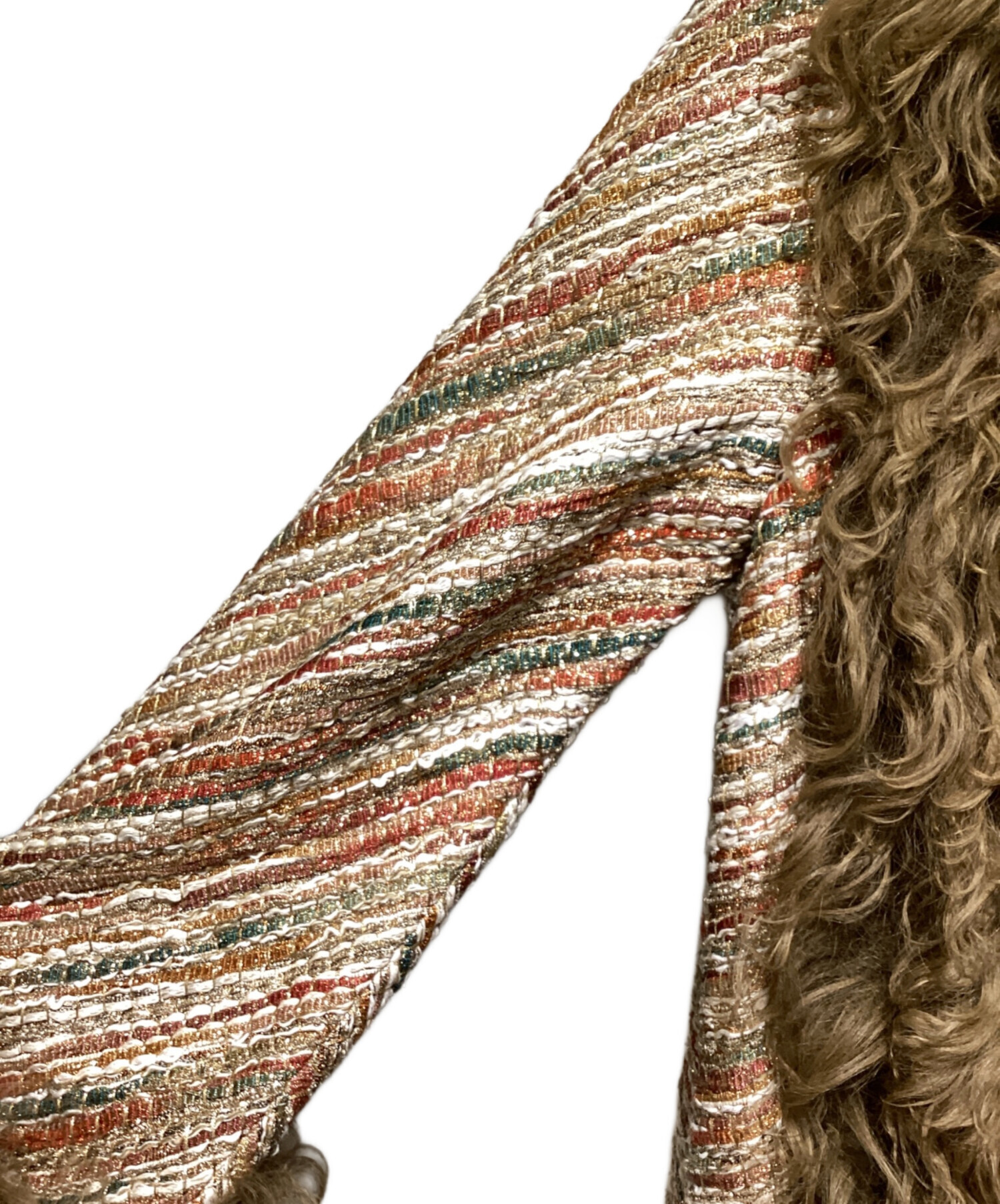 中古・古着通販】CHANEL (シャネル) ツイードファーコート ブラウン