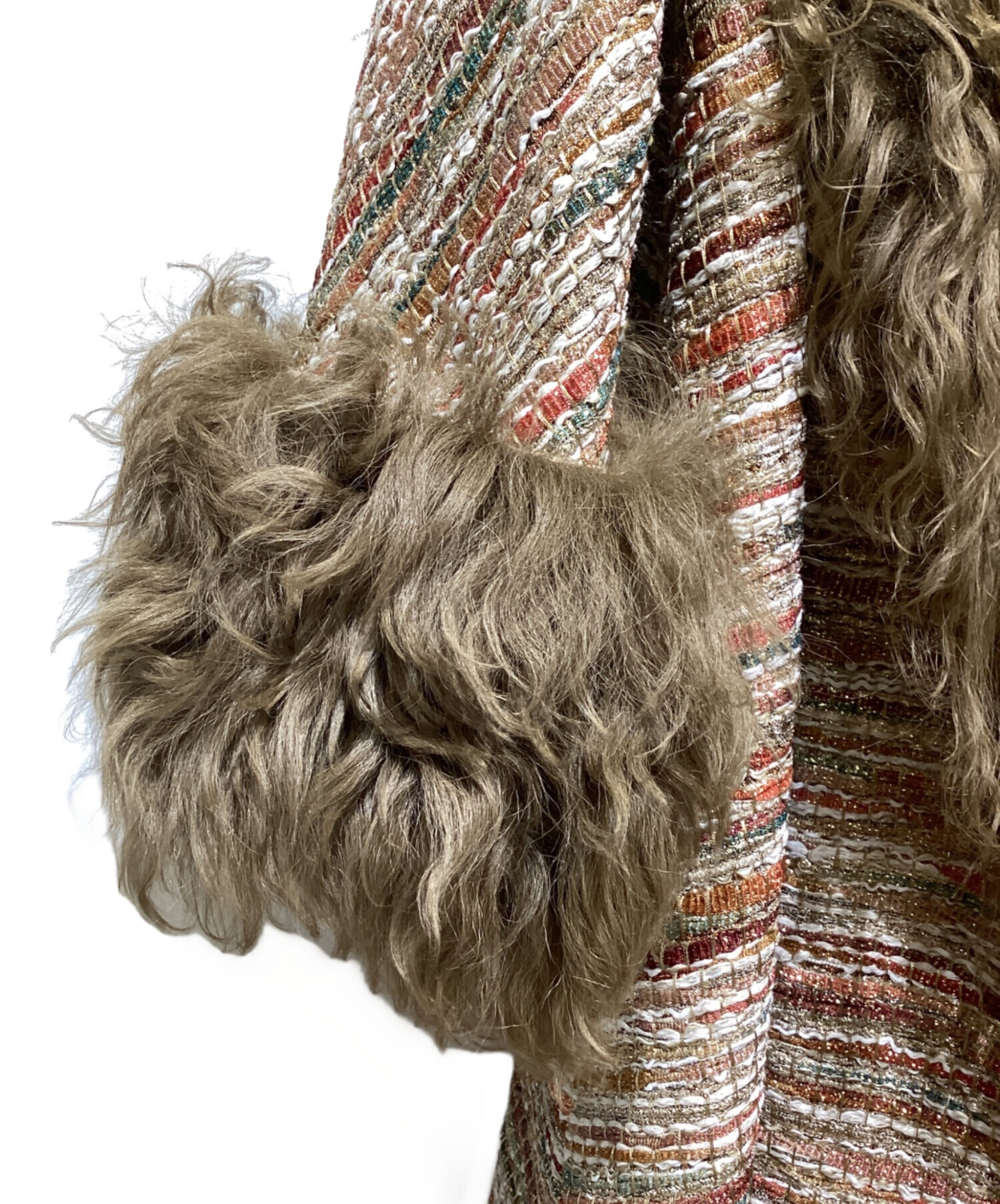 中古・古着通販】CHANEL (シャネル) ツイードファーコート ブラウン