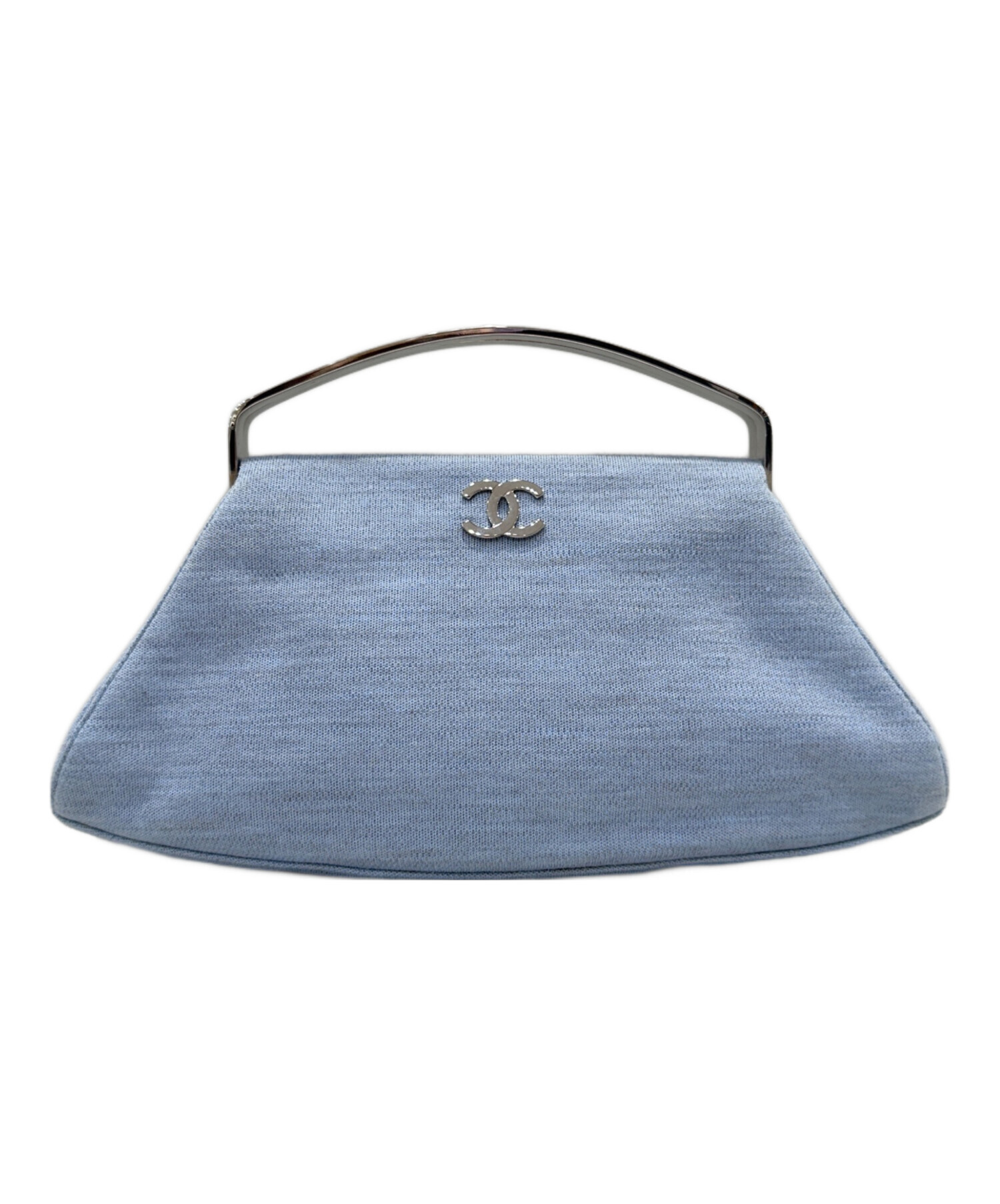 中古・古着通販】CHANEL (シャネル) がま口ハンドバッグ ブルー 