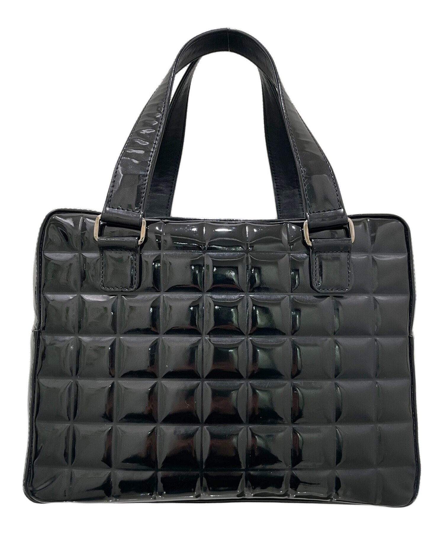 中古 シャネル CHANEL A19271 7番台 レディース ハンドバッグ チョコバー ブラック パテントカーフスキン シャネル CHANEL A19271 7番台 レディース ハンドバッグ チョコバー