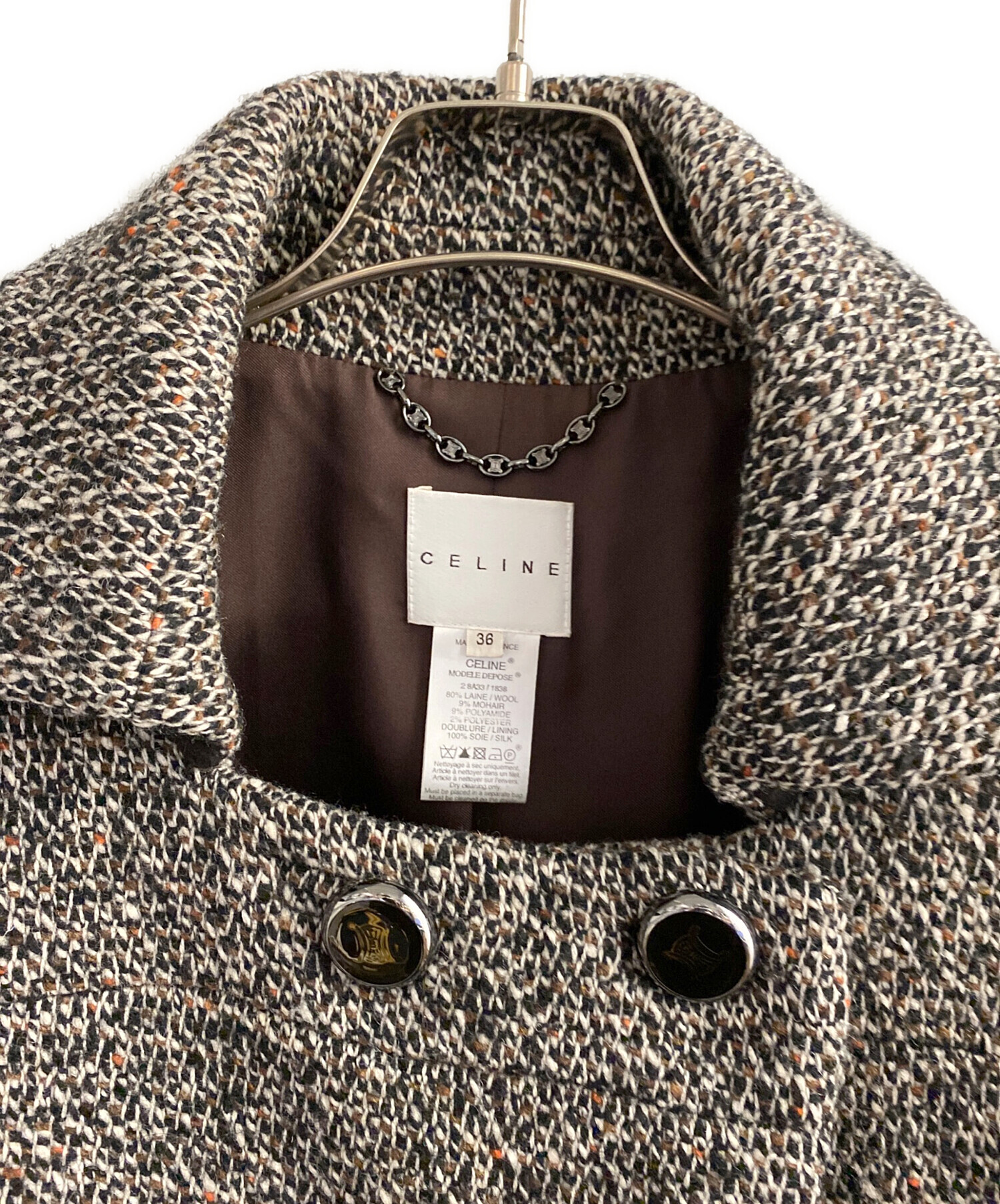 中古・古着通販】CELINE (セリーヌ) ツイードPコート グレー サイズ:36