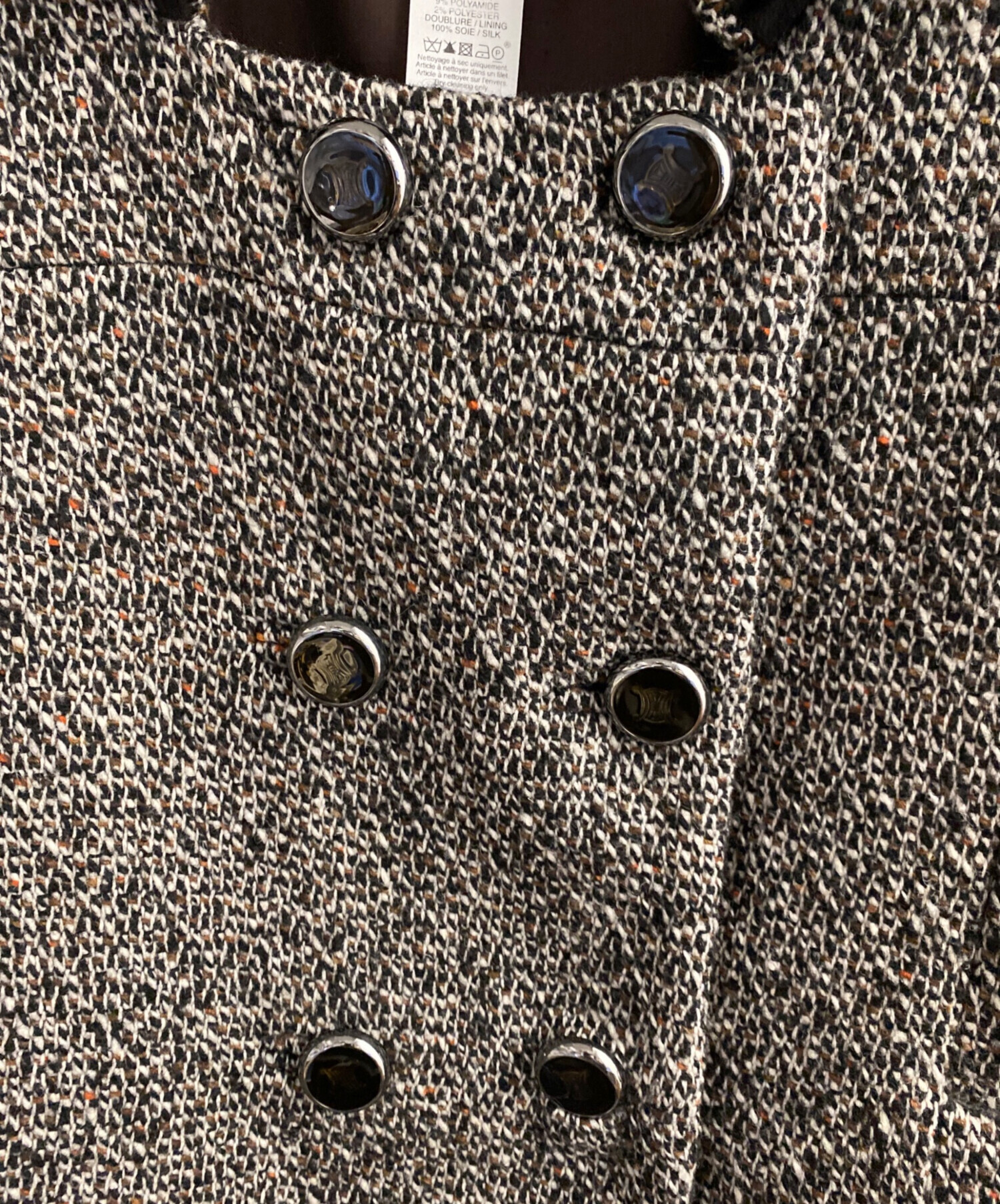 中古・古着通販】CELINE (セリーヌ) ツイードPコート グレー サイズ:36