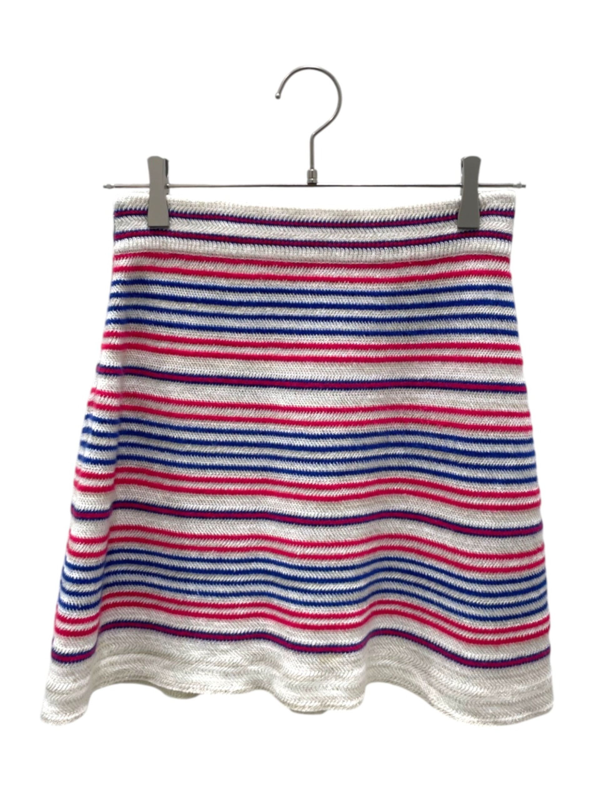 中古・古着通販】CHANEL (シャネル) ボーダーニットスカート ピンク  