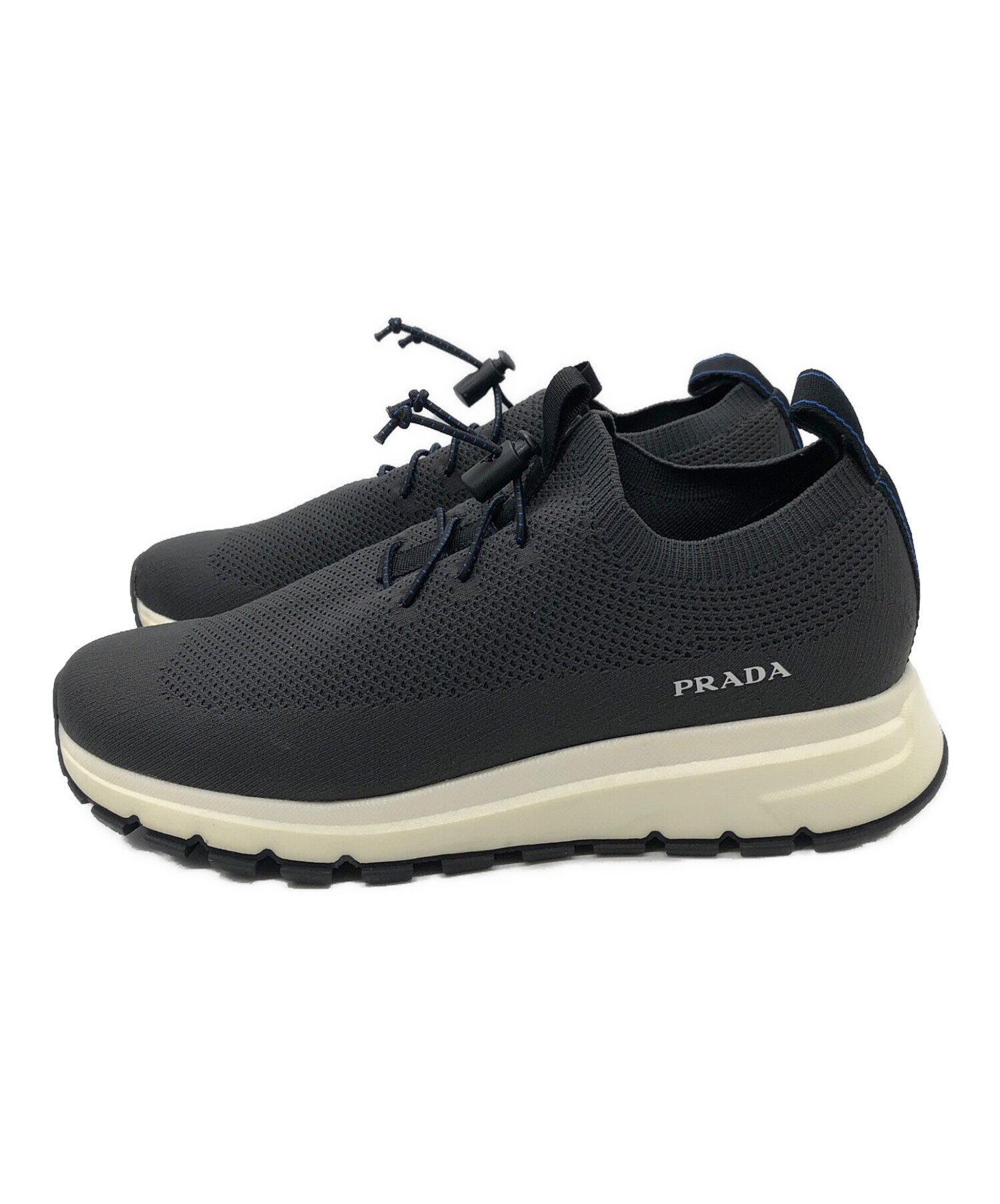 中古・古着通販】PRADA (プラダ) ニットソックススニーカー グレー 
