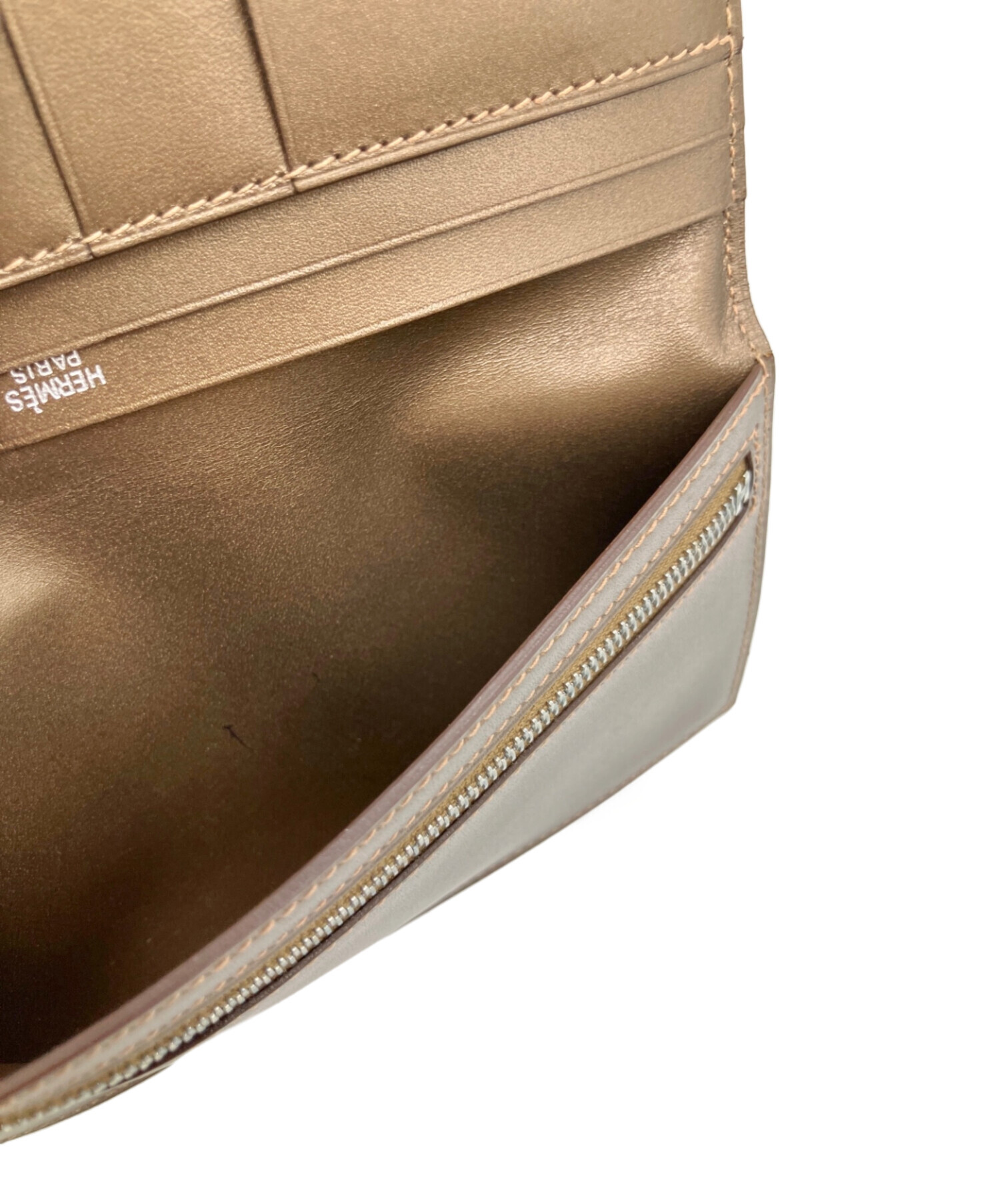 HERMES ベアンスフレ ブラウンレザー 長財布 箱付き　Ｍ刻印 中古・古着通販】HERMES (エルメス) ☐I刻印 ベアンスフレ 長財布