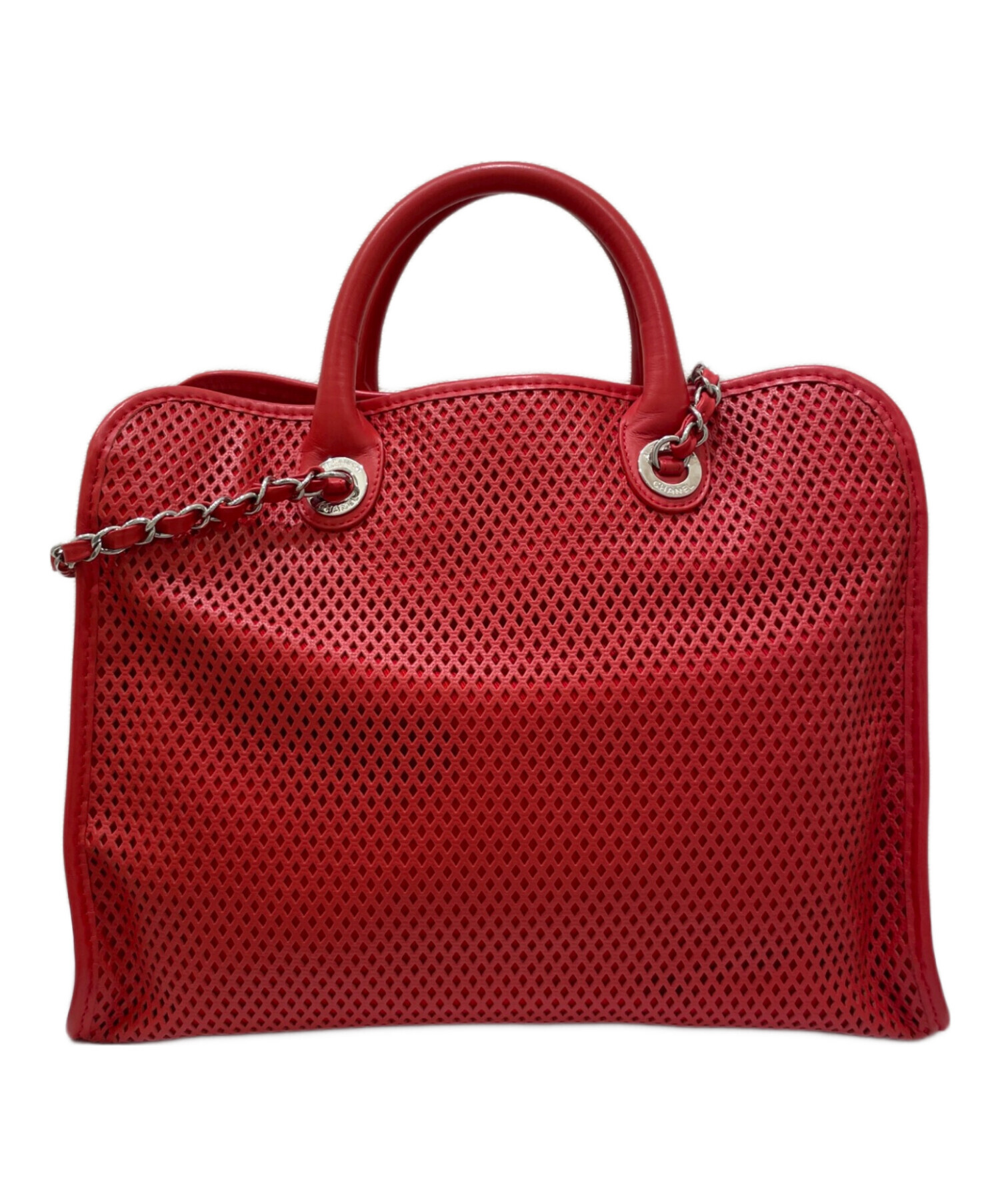 中古・古着通販】CHANEL (シャネル) チェーントートバッグ レッド