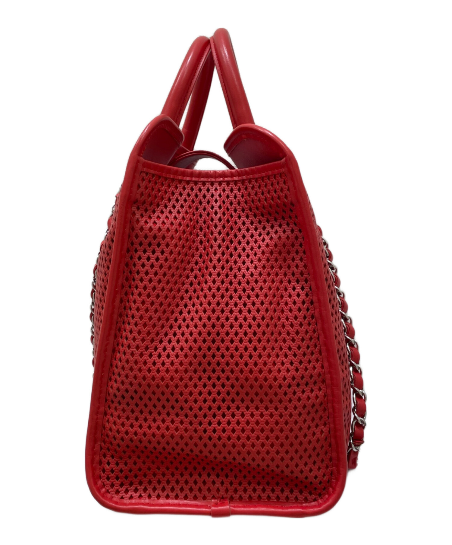 中古・古着通販】CHANEL (シャネル) チェーントートバッグ レッド