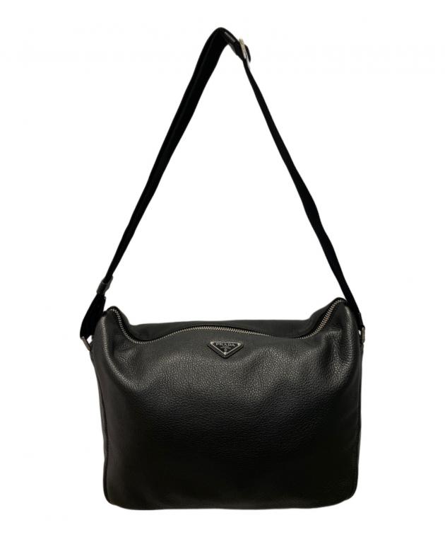 値下げPRADA (2000年初期)レザーショルダーバッグ(ブラック)