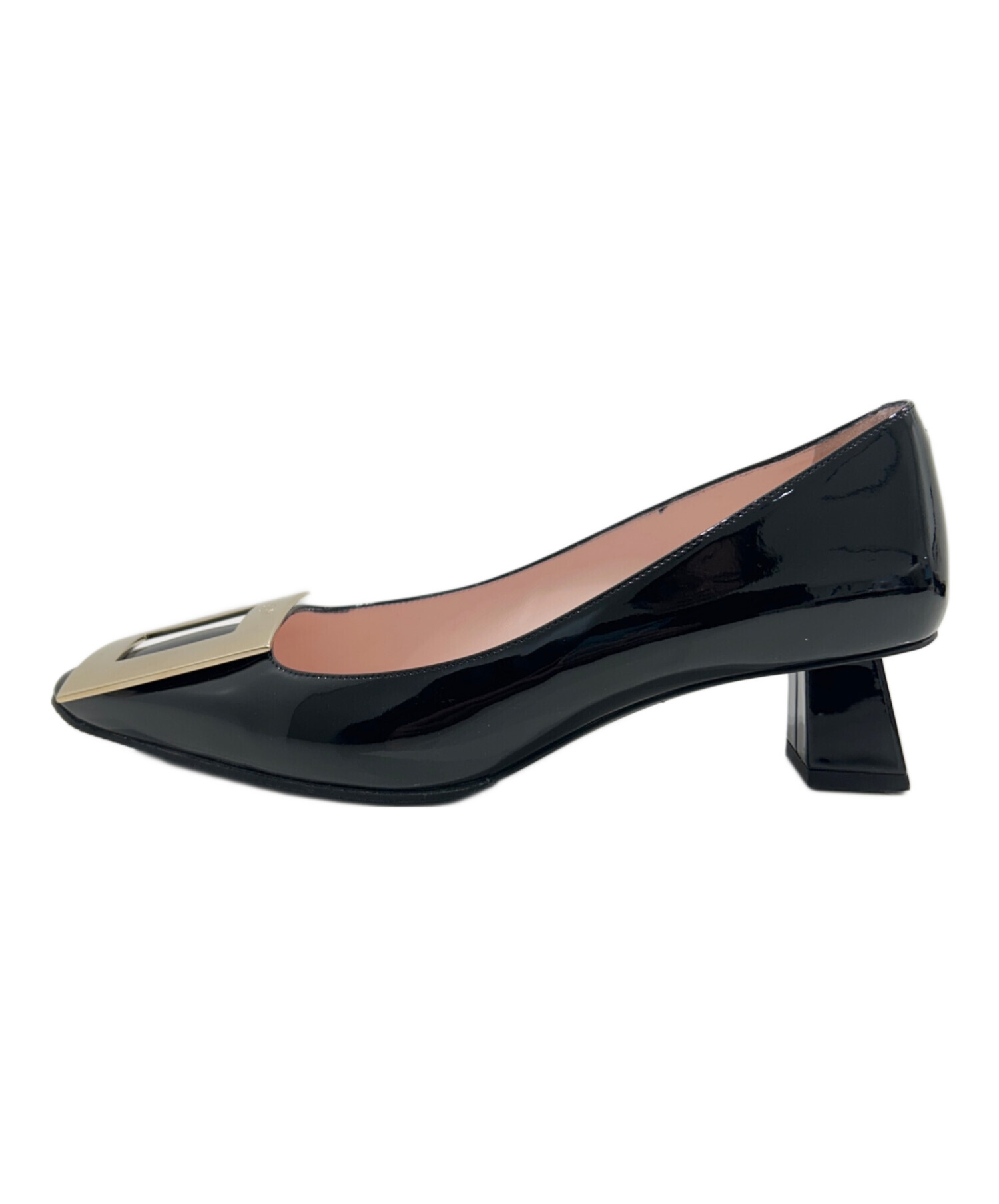 Roger Vivier ブラックエナメル 中古・古着通販】Roger Vivier (ロジェ ヴィヴィエ) チャンキーヒール