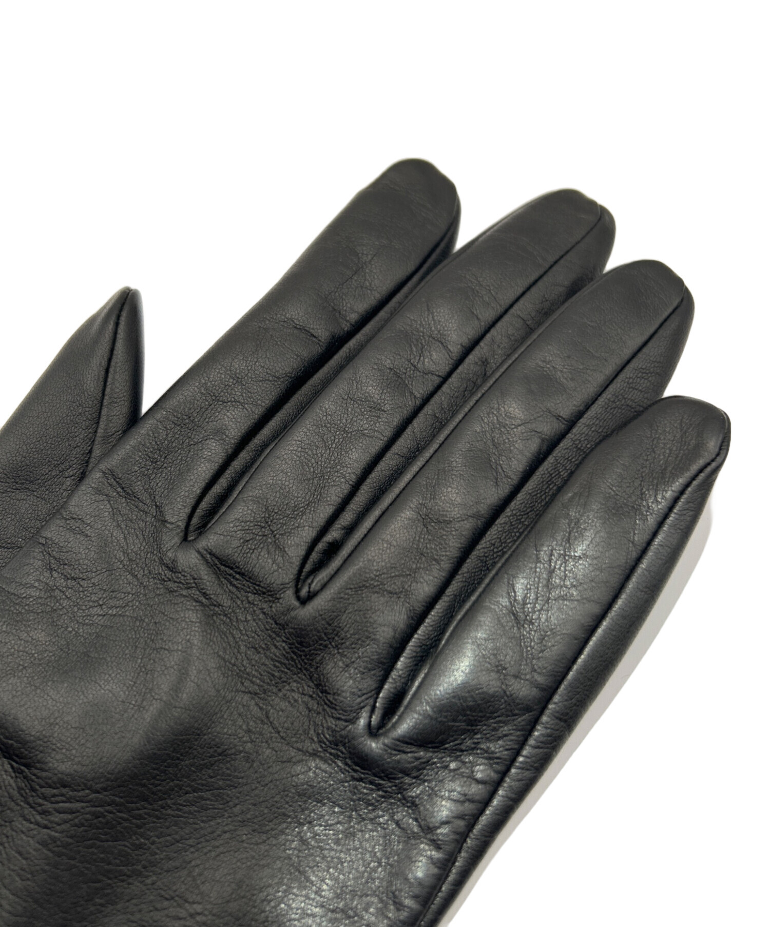 中古・古着通販】CHANEL (シャネル) チェーンレザーグローブ ブラック