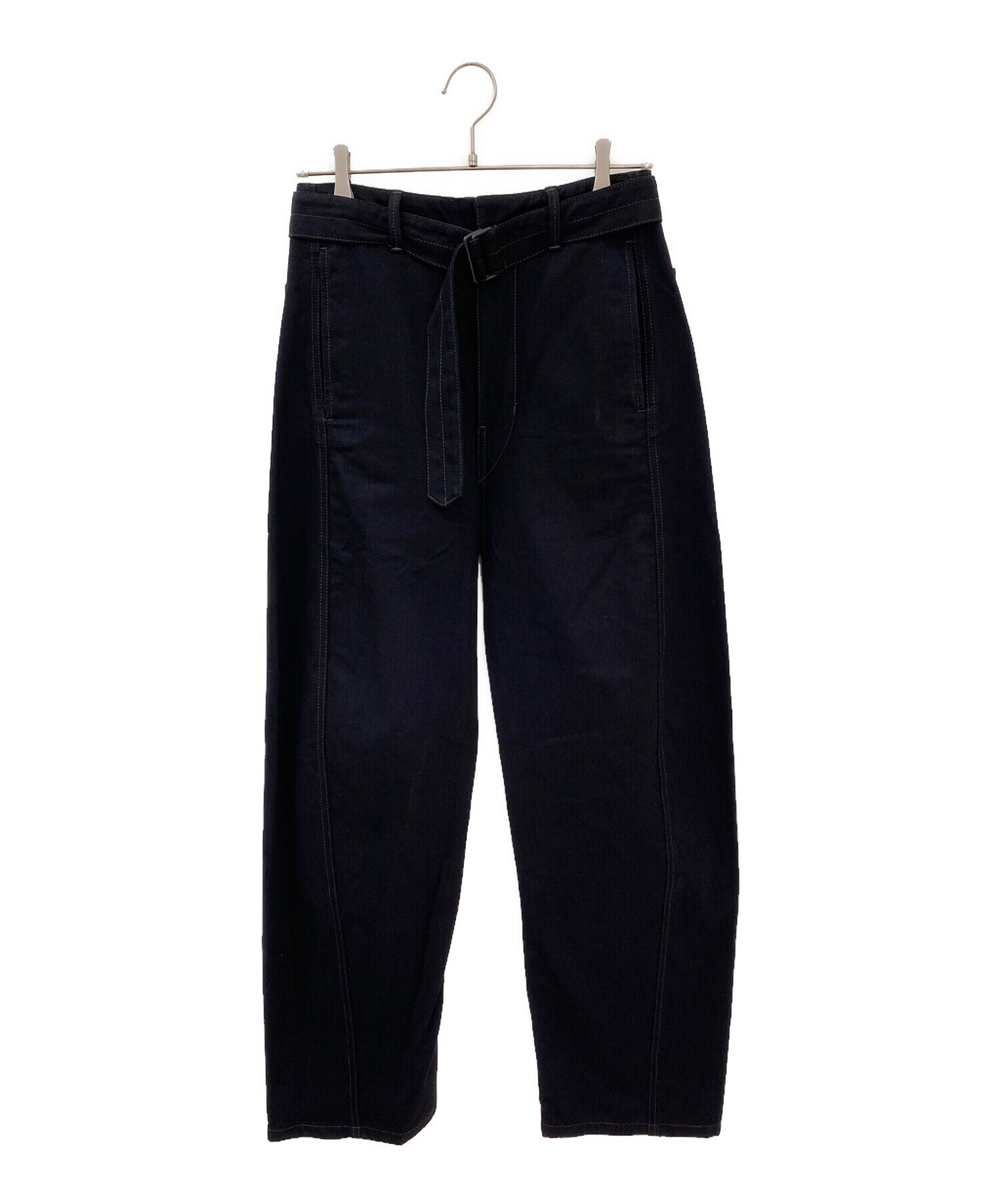 中古・古着通販】LEMAIRE (ルメール) ベルト付きワイドブラックデニム 