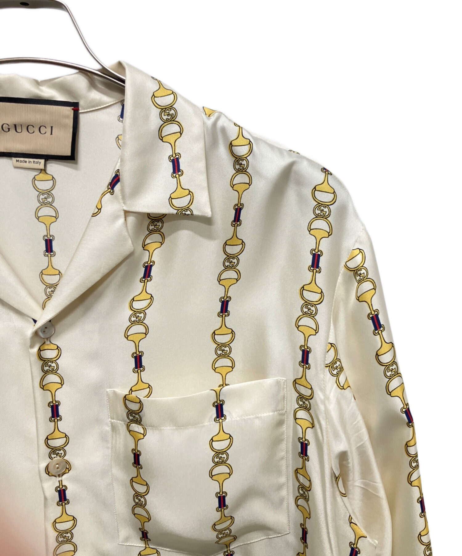 中古・古着通販】GUCCI (グッチ) 23FW チェーンシルクシャツ クリーム