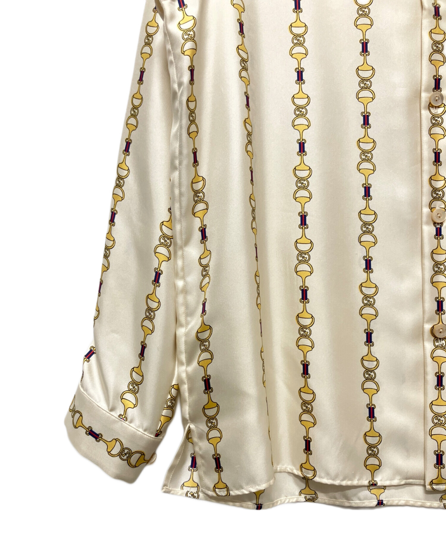 中古・古着通販】GUCCI (グッチ) 23FW チェーンシルクシャツ クリーム