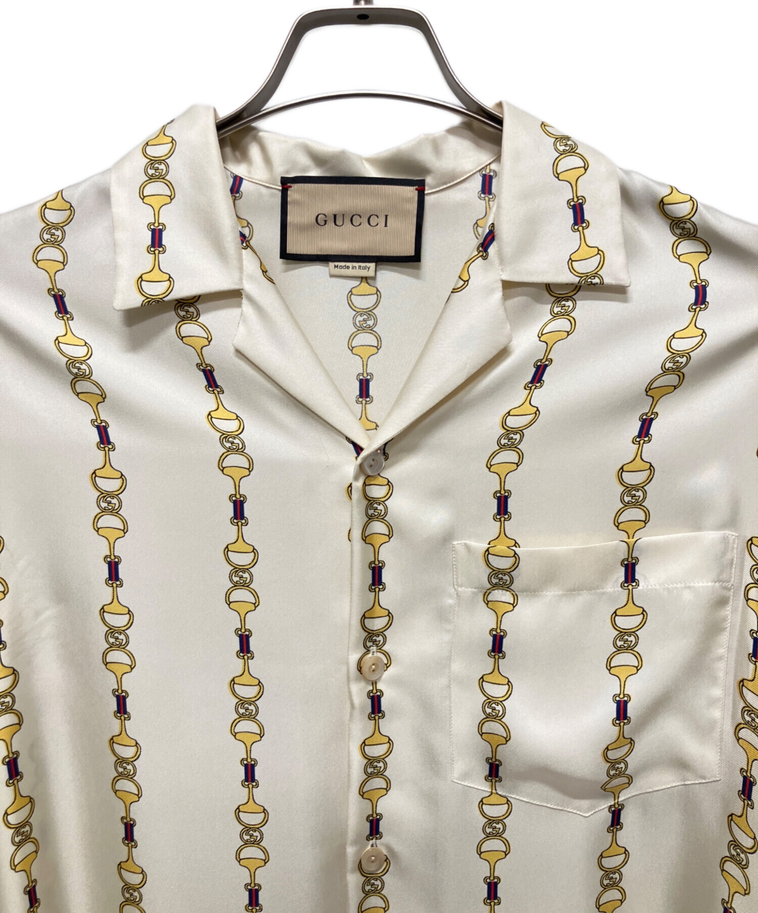 中古・古着通販】GUCCI (グッチ) 23FW チェーンシルクシャツ クリーム