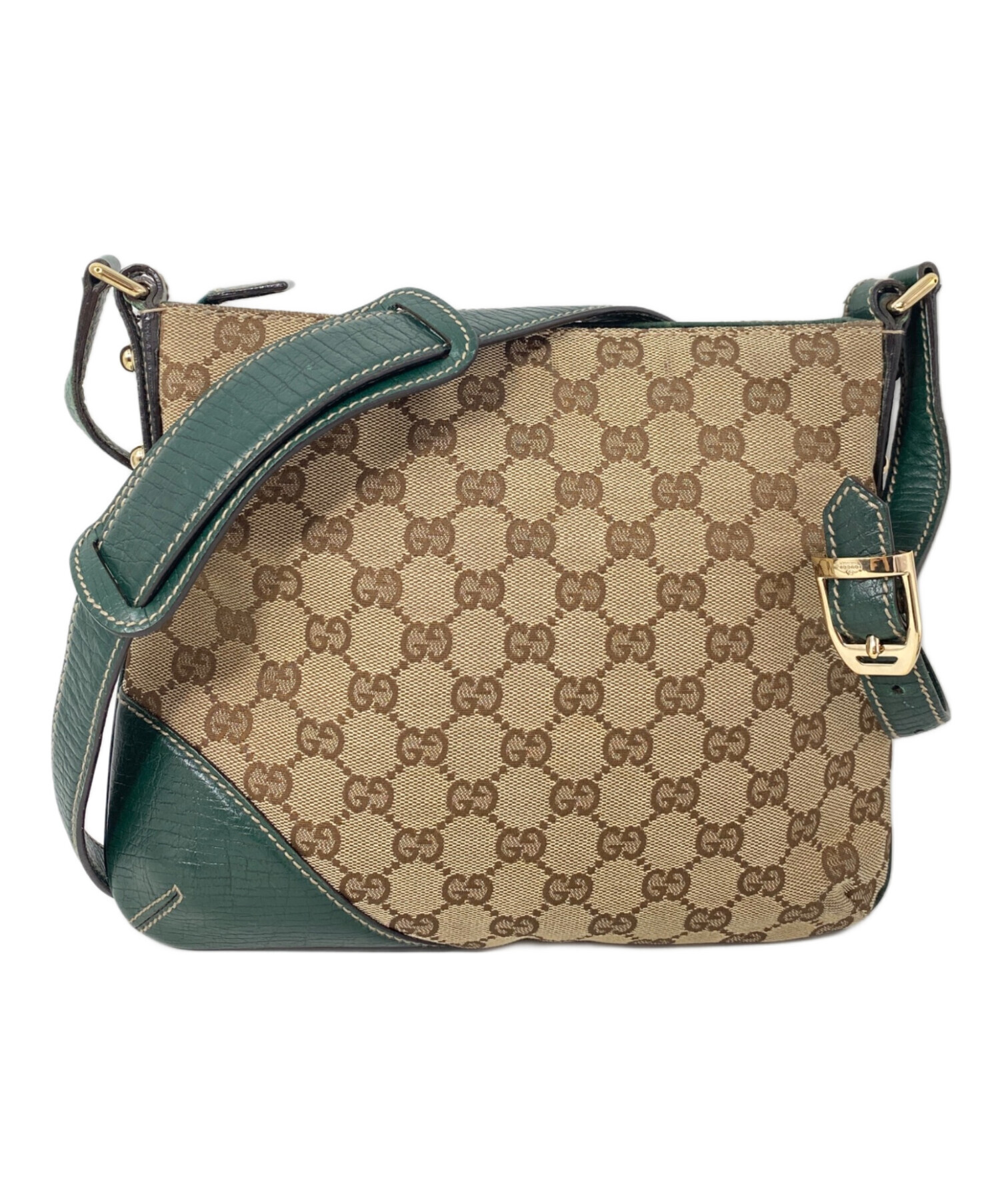 グッチ GUCCI ショルダーバッグ ホースビット ラフィア/メタル グリーン/ゴールド レディース 655667 送料無料【中古】 e61154a 中古・古着通販】GUCCI (グッチ) シェリーライン ホースビット