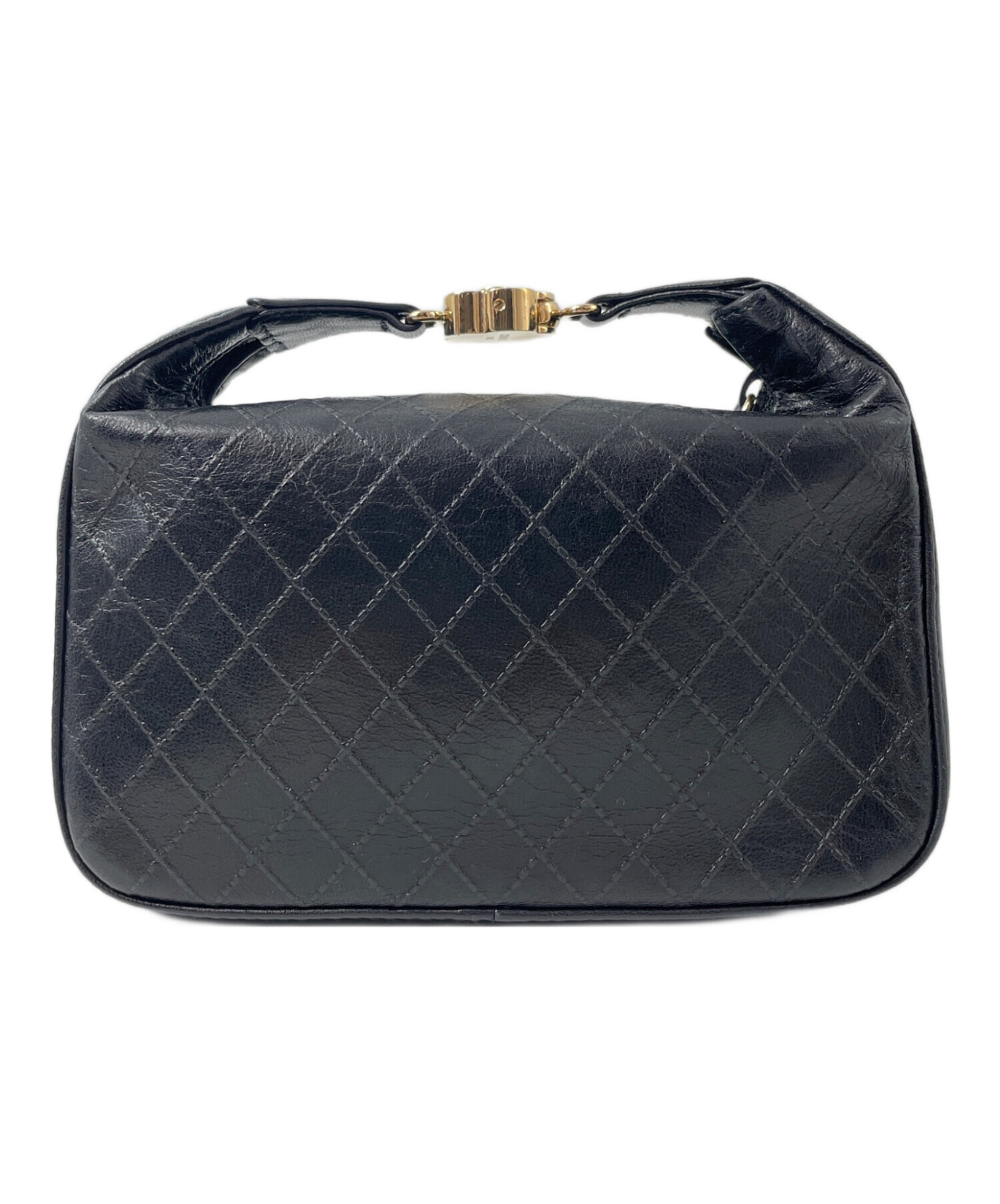 中古・古着通販】CHANEL (シャネル) レザーカメリアポーチ ブラック 