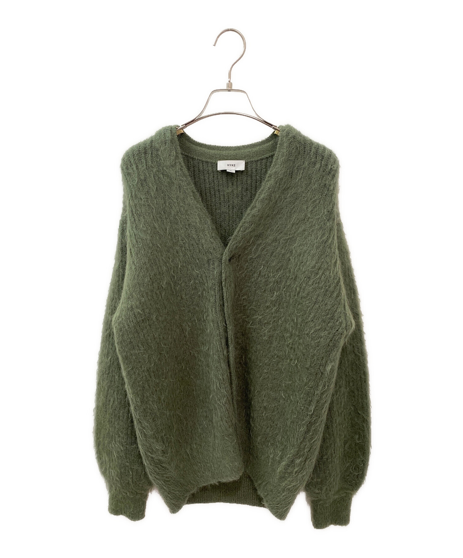 【美品】HYKE モヘアカーディガン 中古・古着通販】HYKE (ハイク) モヘアカーディガン グリーン サイズ:3