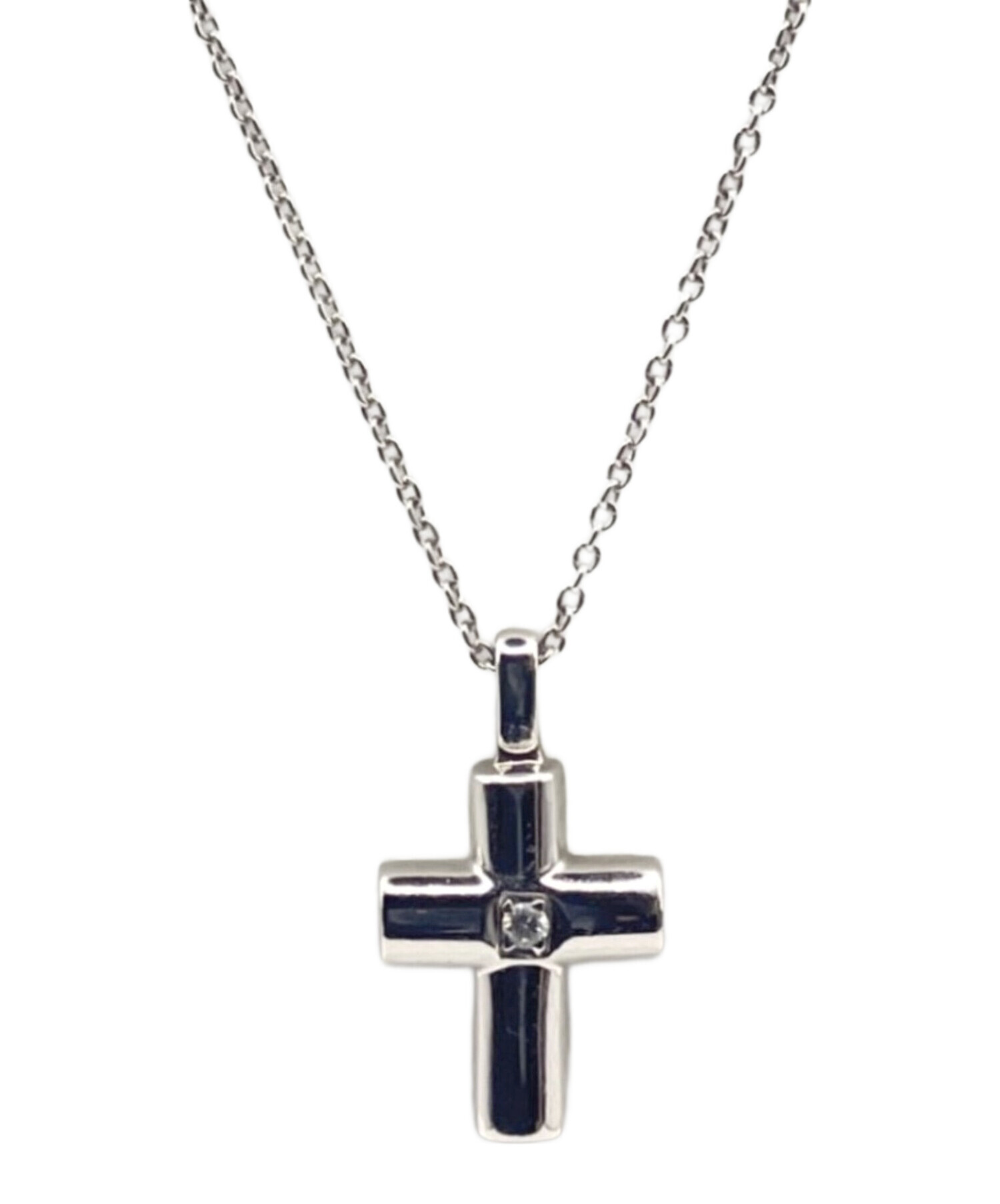 中古・古着通販】BVLGARI (ブルガリ) 1Pダイヤ ラテンクロスネックレス 