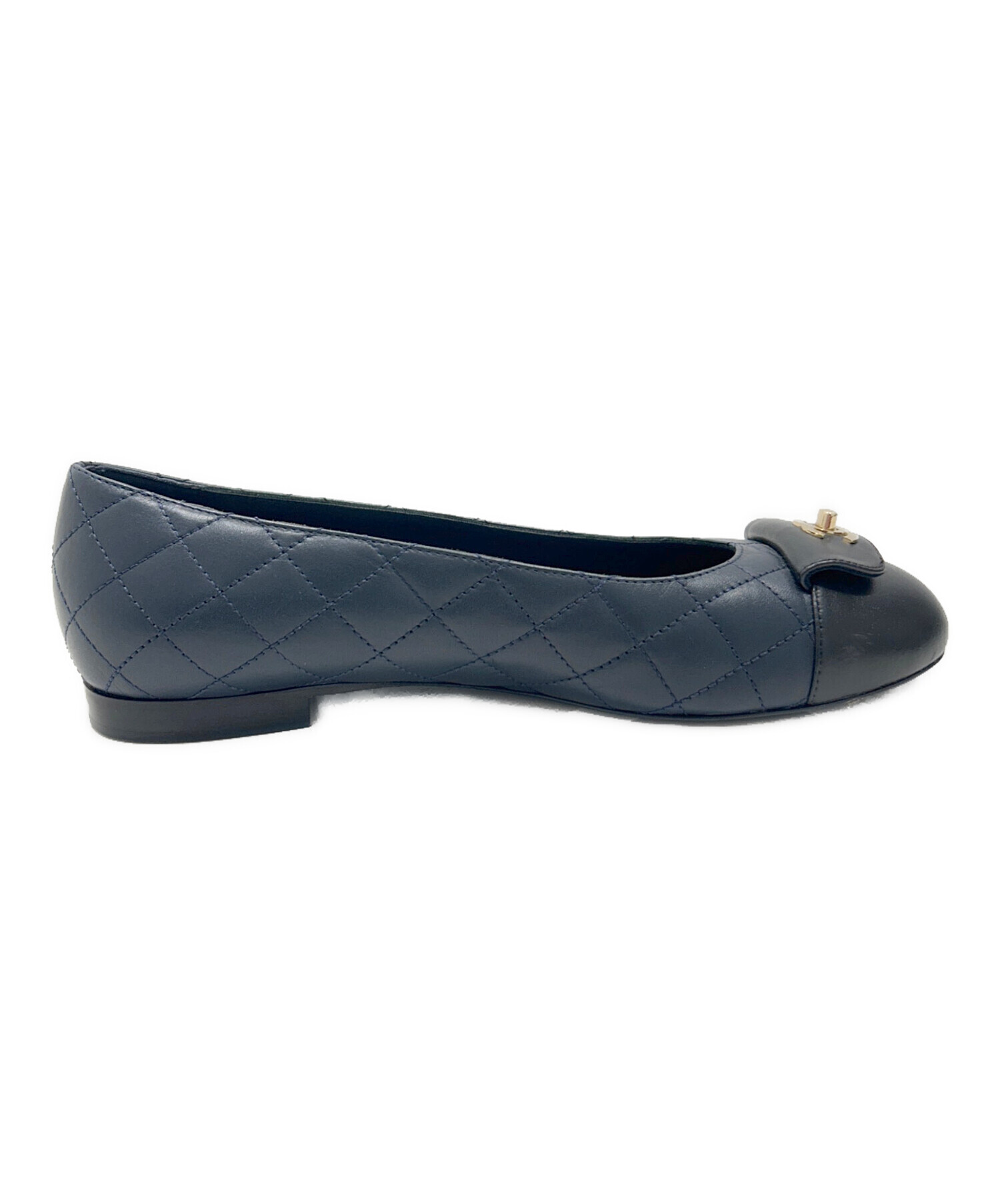 中古・古着通販】CHANEL (シャネル) フラットパンプス G45879 ネイビー