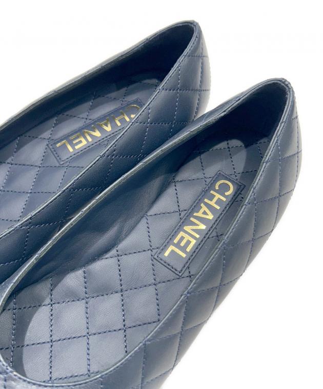 中古・古着通販】CHANEL (シャネル) フラットパンプス G45879 ネイビー