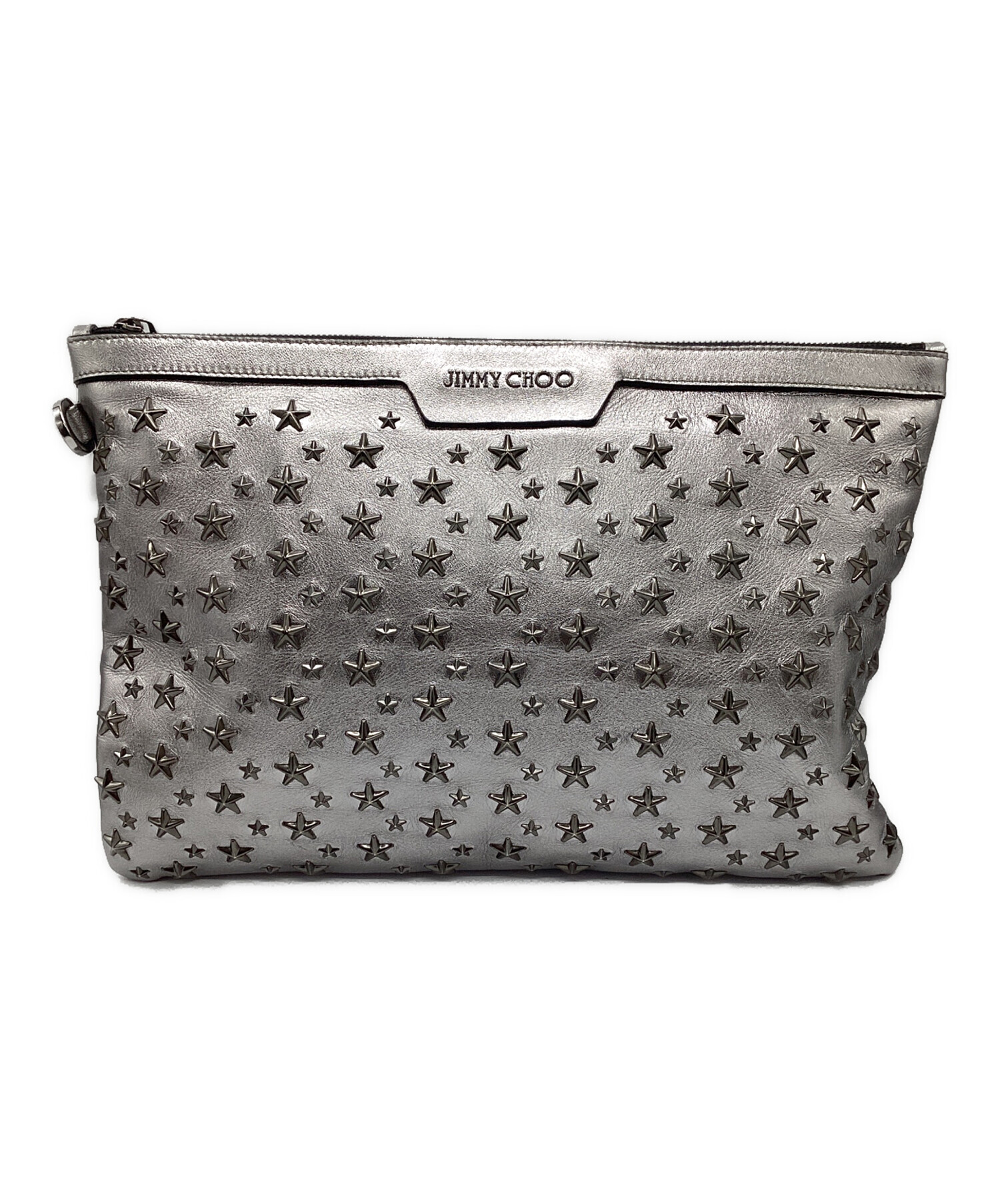 JIMMY CHOO シルバー クラッチバッグ 中古・古着通販】JIMMY CHOO (ジミーチュウ) クラッチバッグ シルバー