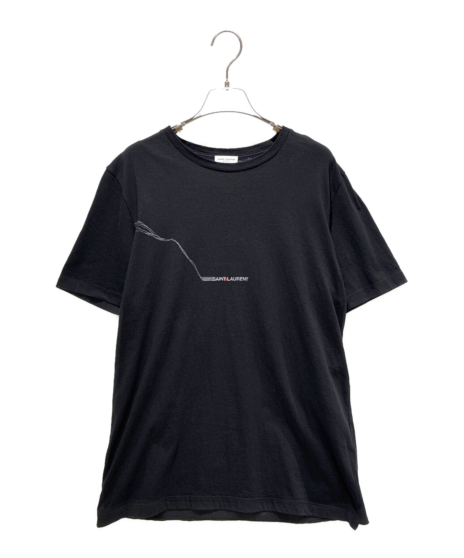 Saint Laurent ブラック Tシャツ XS サンローラン 新品Saint Laurent コットン ロゴ Tシャツ ブラック XS YSL Tシャツ