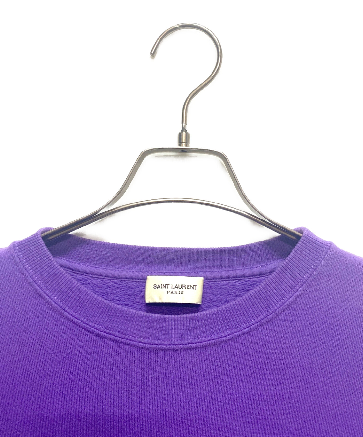 イヴサンローラン YSL ニット セーター ロゴ刺繍 紫 パープル L YVES SAINT LAURENT イヴサンローラン YSL ニット セーター ブランド