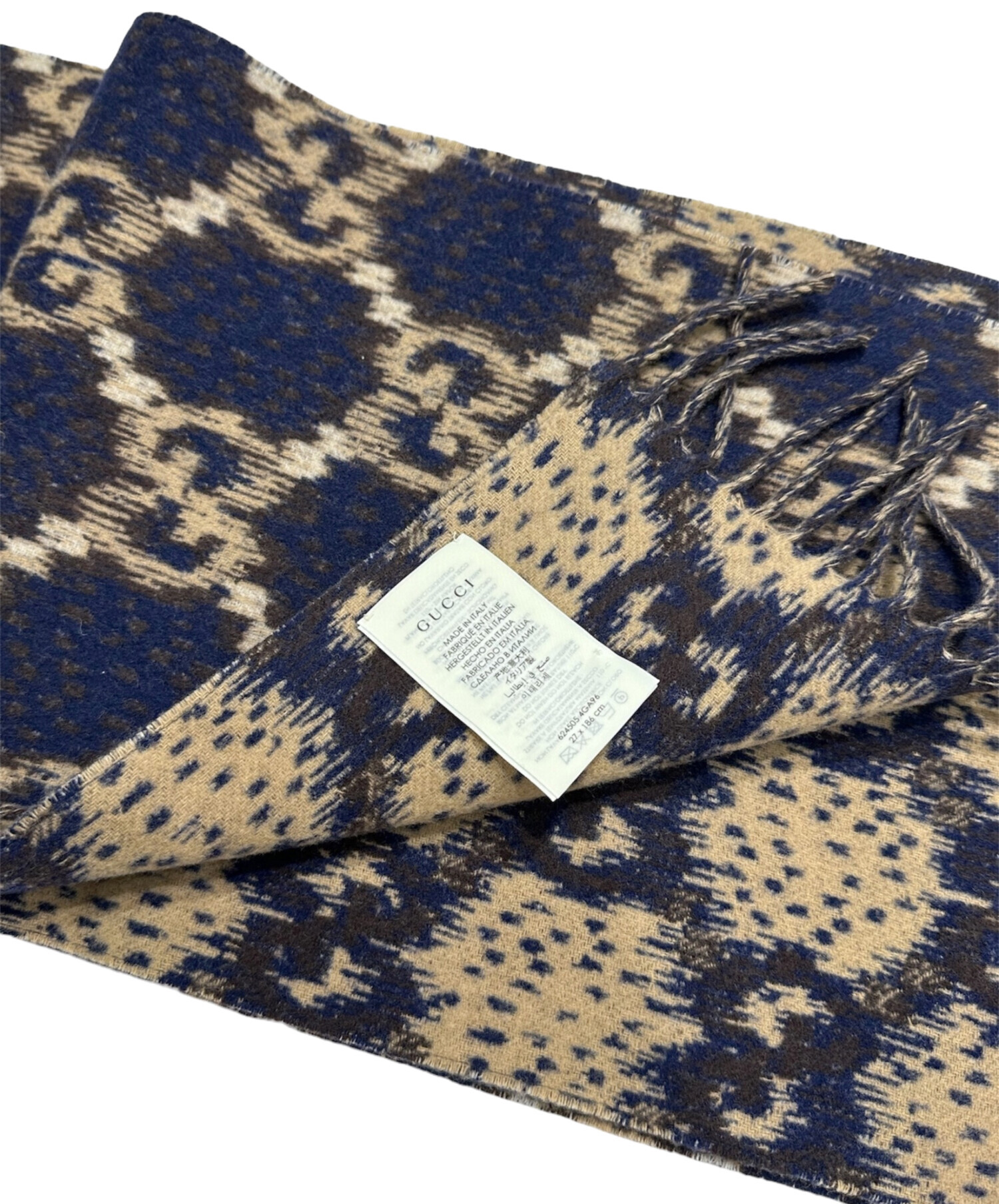 GUCCI グッチ　ベージュマフラー 中古・古着通販】GUCCI (グッチ) ウールマフラー ベージュ｜ブランド